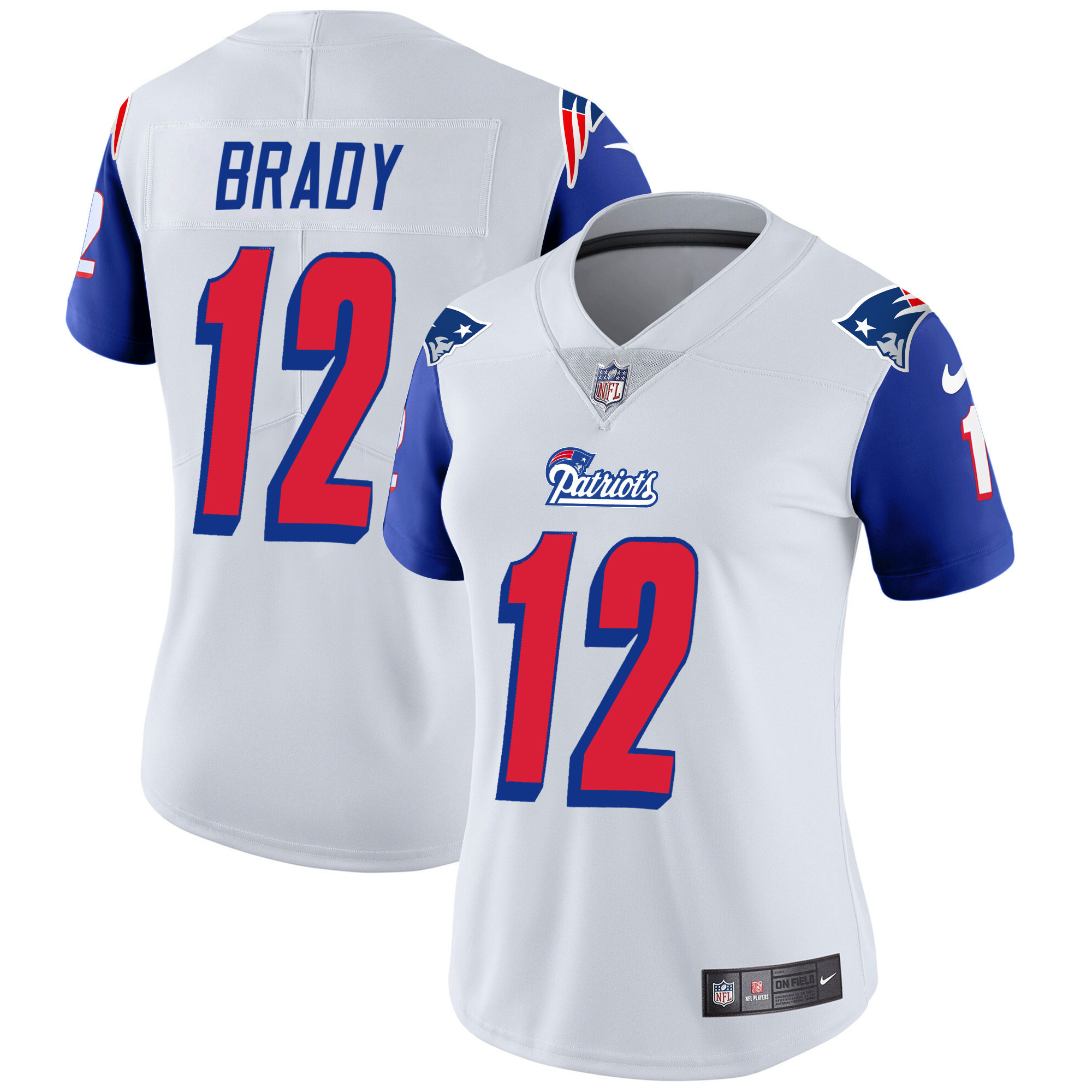 Tom Brady Women's New England Patriots 1996 Throwback Limited Vapor Royal Sleeves Jersey - All Stitched 