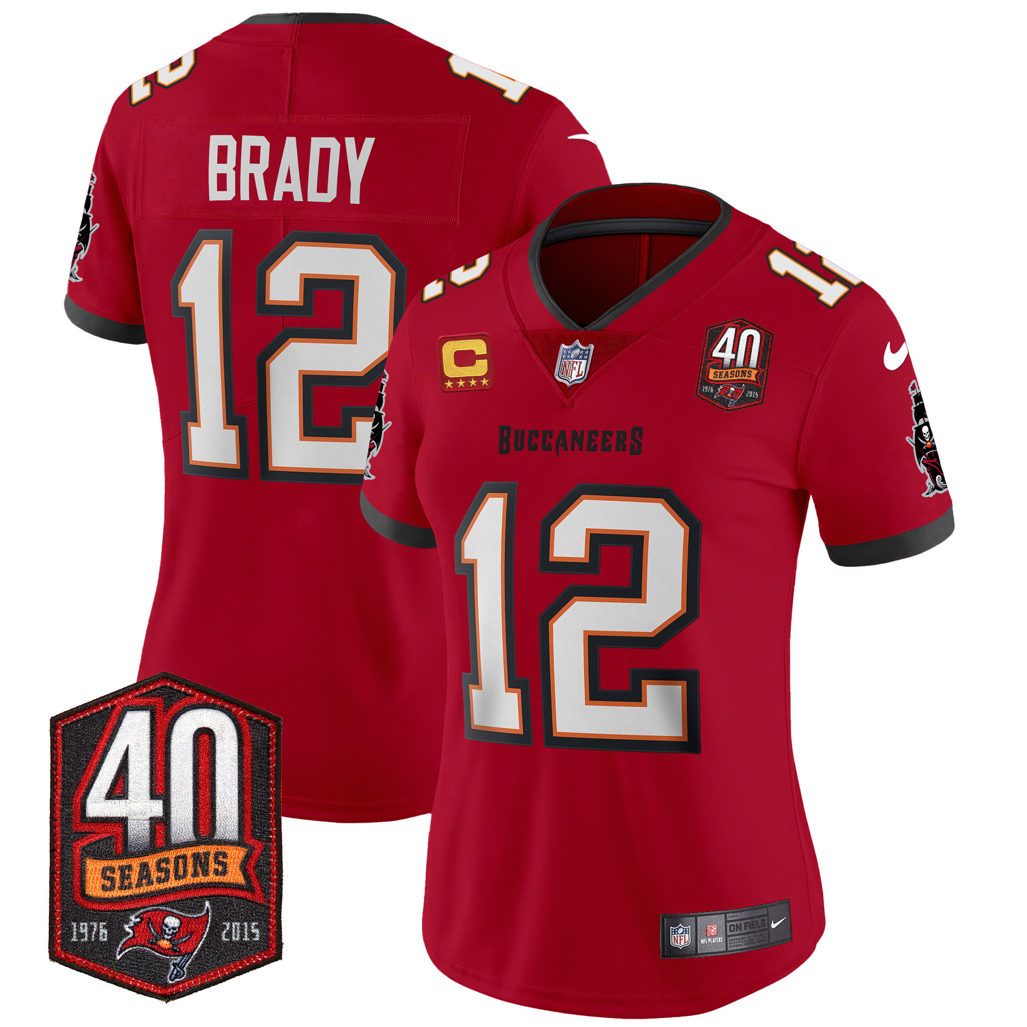 Tom Brady Women's Tampa Bay Buccaneers 40th Season Patch Vapor Limited Red Jersey - All Stitched 