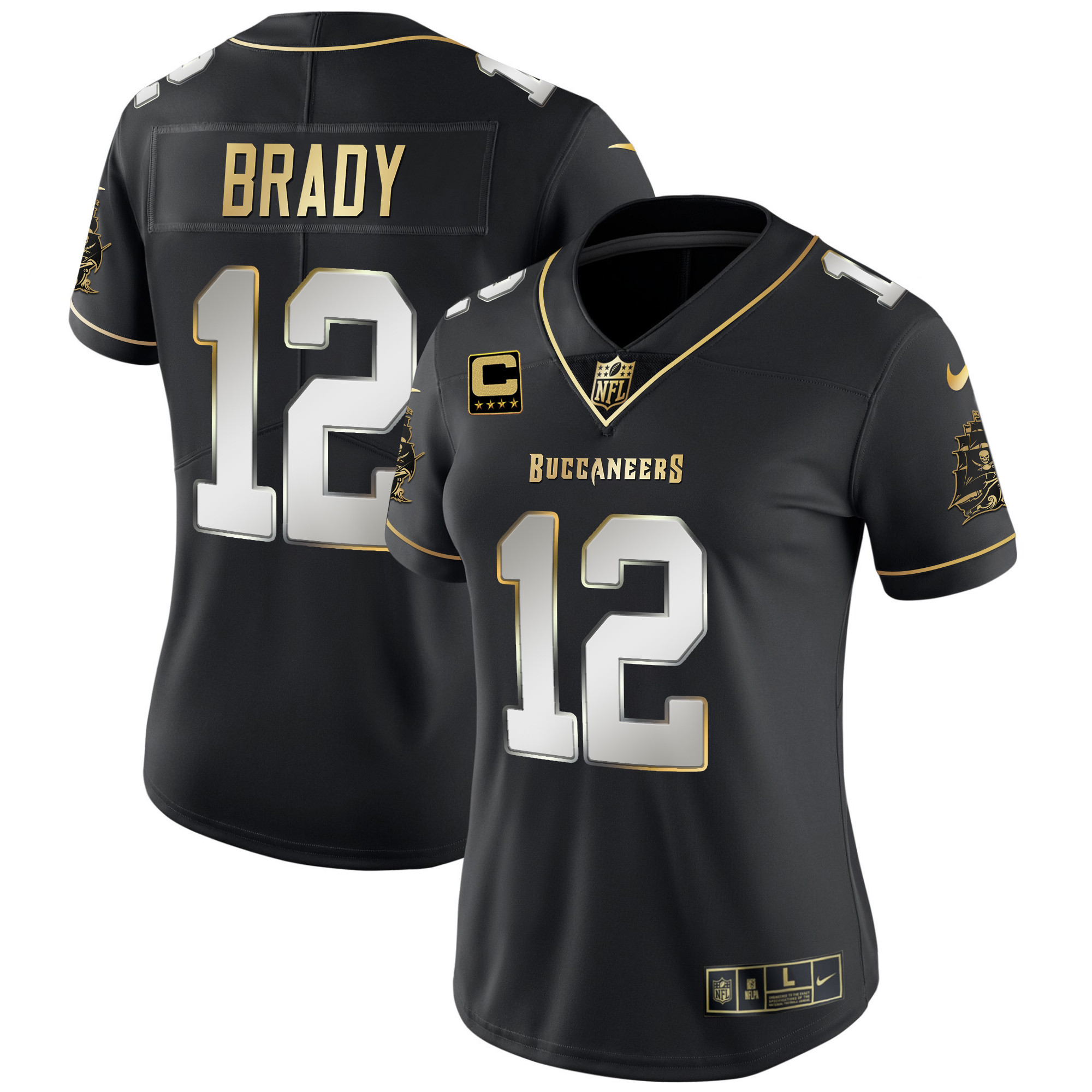 Tom Brady Women's Tampa Bay Buccaneers Vapor Gold Black Limited Jersey - All Stitched 