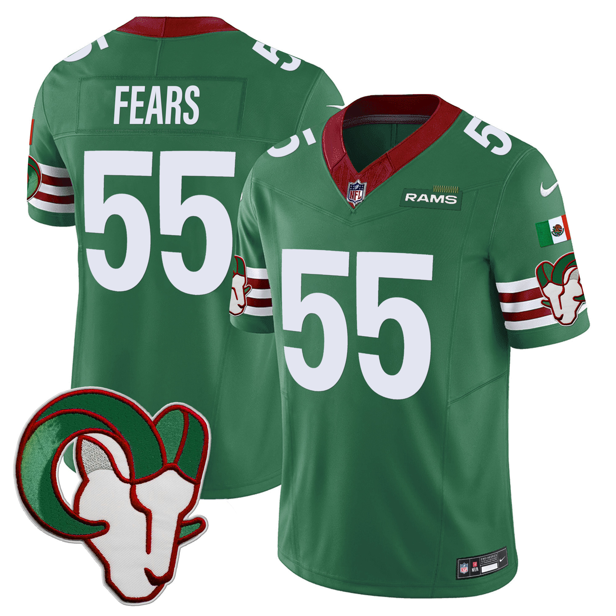 Tom Fears Men's Los Angeles Rams Mexico Vapor Limited Green Jersey - All Stitched 
