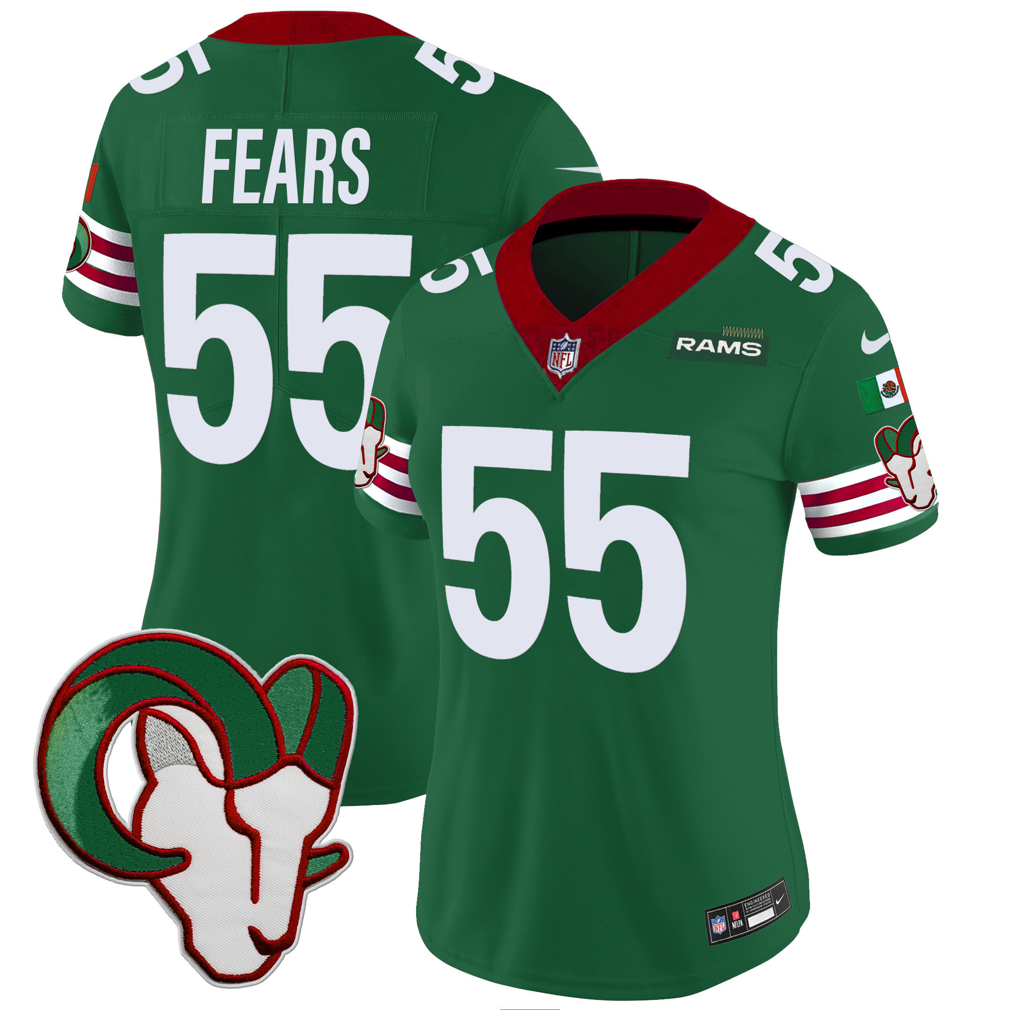 Tom Fears Women's Los Angeles Rams Mexico Vapor Limited Green Jersey - All Stitched 