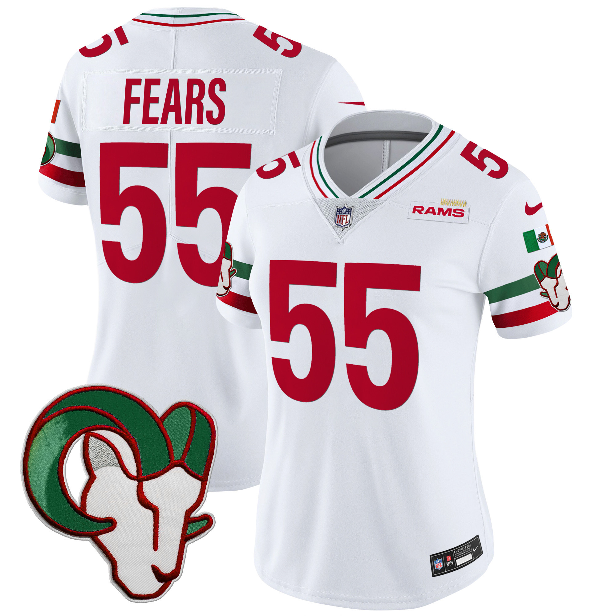 Tom Fears Women's Los Angeles Rams Mexico Vapor Limited White Jersey - All Stitched 