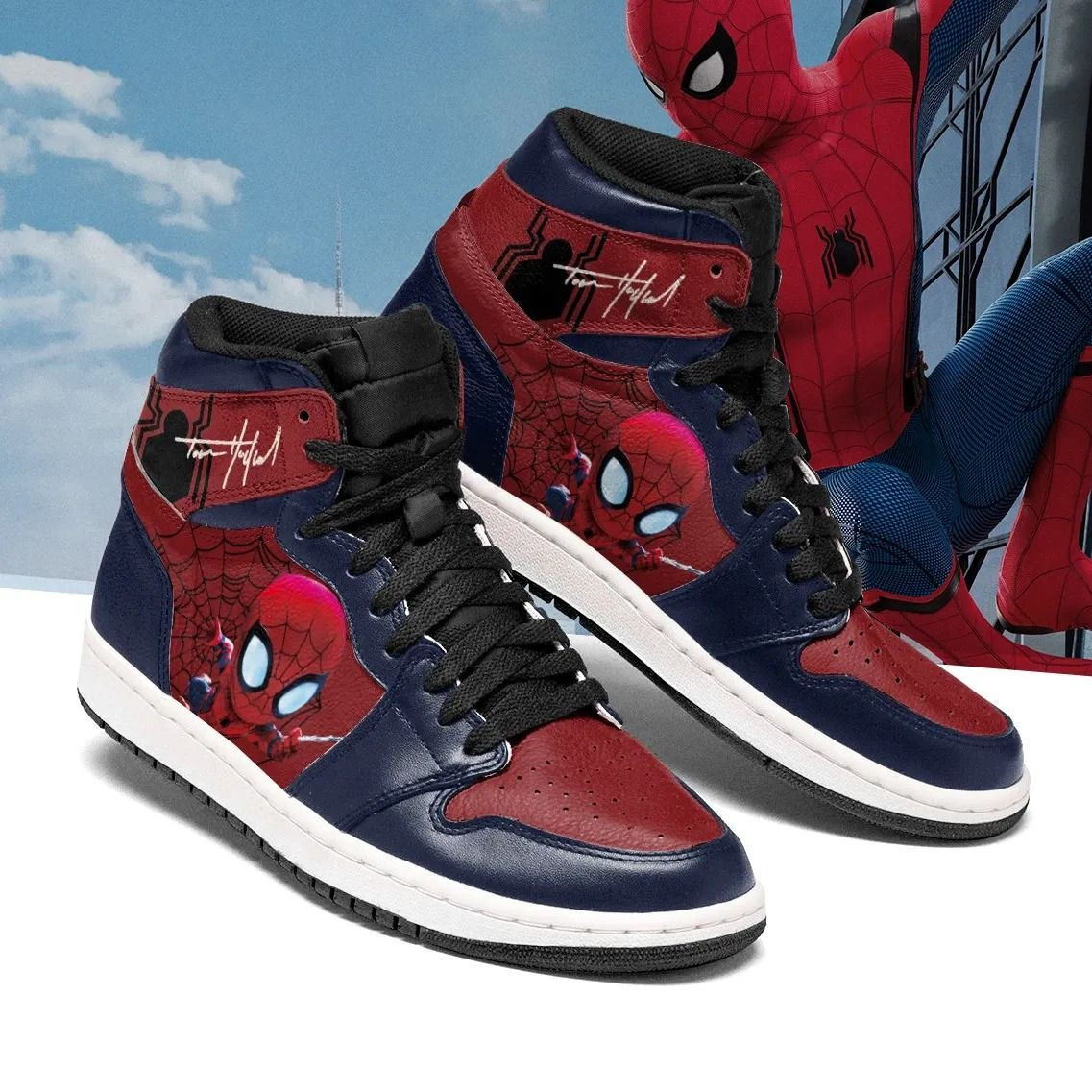 Tom Holland Signature Spiderman Marvel 5 High Top Air Jordan Sneaker, Air Jordan Hightop