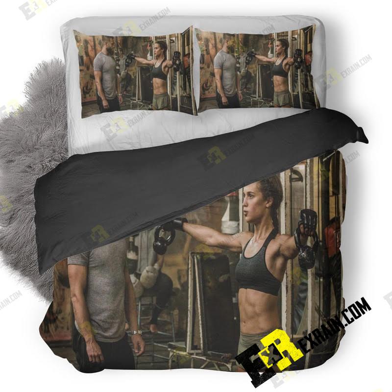 Tomb Raider Alicia Vikander As Lara Croft Doing Workout S3 3D Customized Duvet Cover Bedding Set