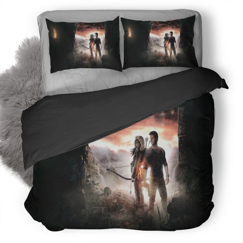 Tomb Raider Lara Croft And Nathan Drake 3D Customized Duvet Cover Bedding Set