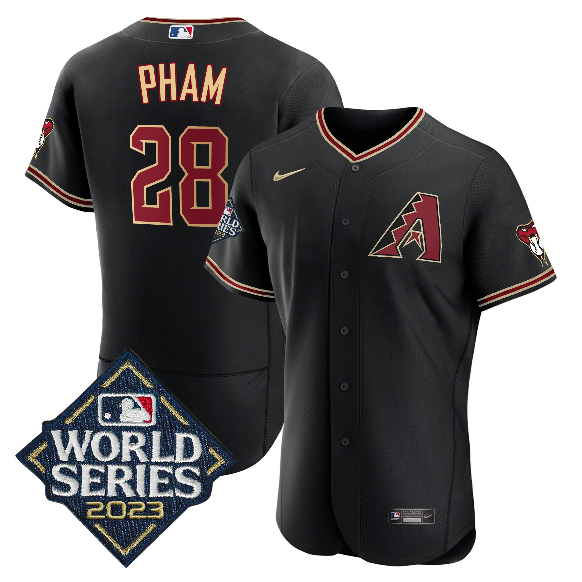 Tommy Pham Men's Arizona Diamondbacks Black 2023 World Series Flex Black Jersey - All Stitched