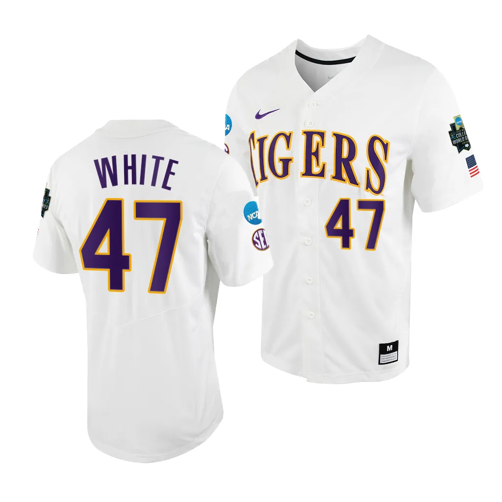 Tommy White LSU Tigers #47 White 2023 College World Series NCAA Jersey