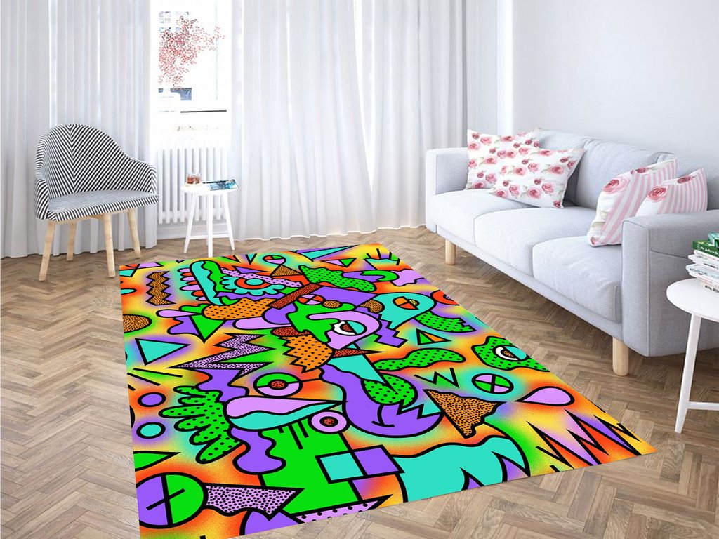 Tone Cartoon Network Pattern Living Room Modern Carpet Rectangle Rug