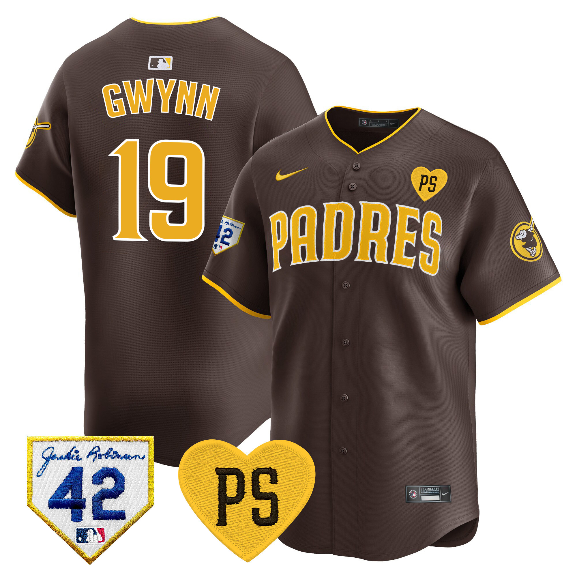 Tony Gwynn Men's San Diego Padres 2024 "For Peter" & Robinson Patch Vapor Premier Limited Brown Jersey - All Stitched