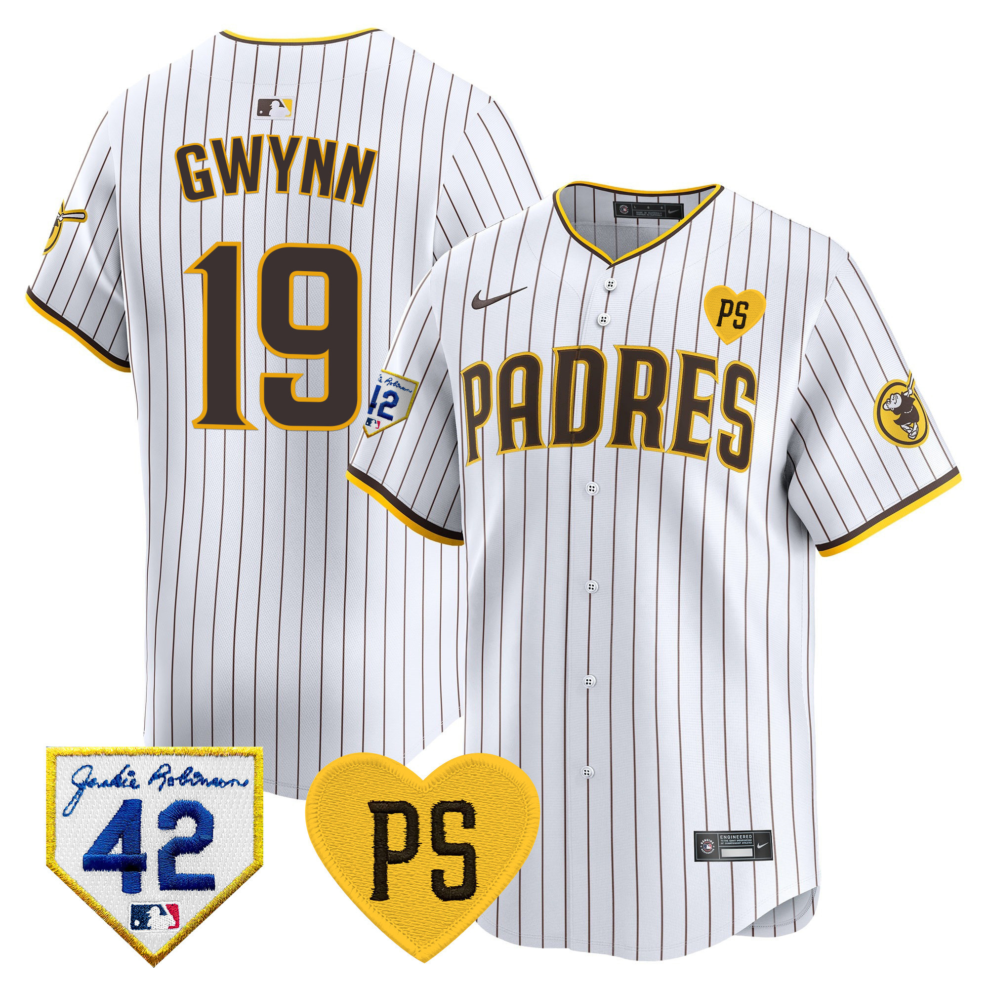 Tony Gwynn Men's San Diego Padres 2024 "For Peter" & Robinson Patch Vapor Premier Limited White Jersey - All Stitched