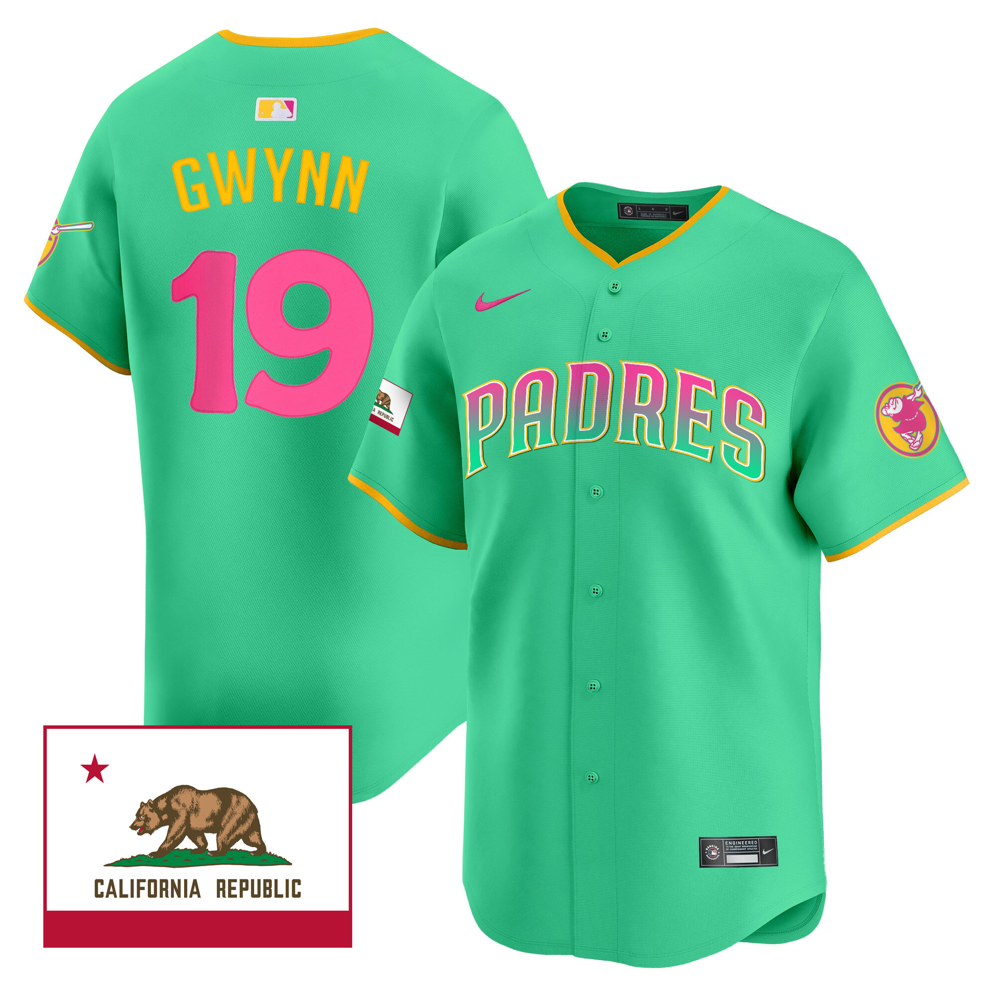 Tony Gwynn Men's San Diego Padres 2024 San Diego City Style Vapor Premier Limited V2 Aqua Jersey - All Stitched