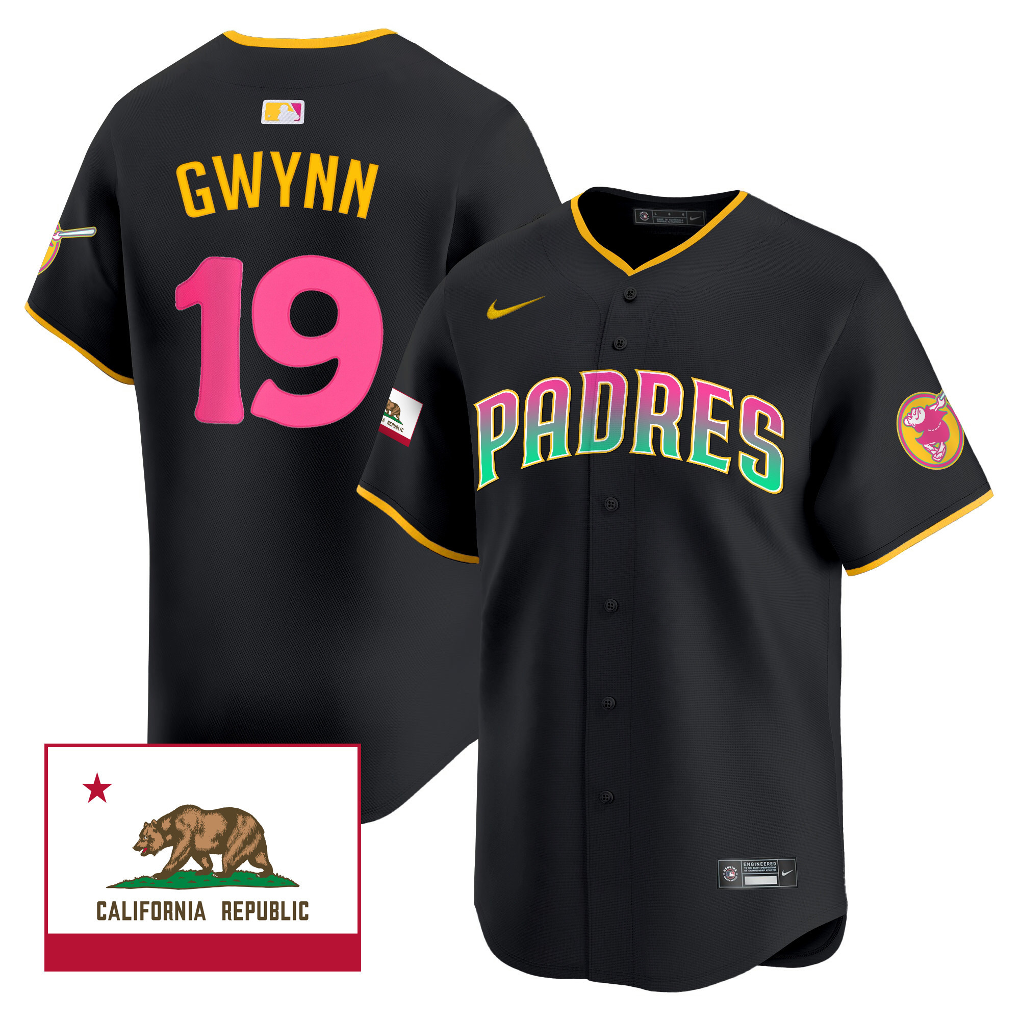 Tony Gwynn Men's San Diego Padres 2024 San Diego City Style Vapor Premier Limited V2 Black Jersey - All Stitched