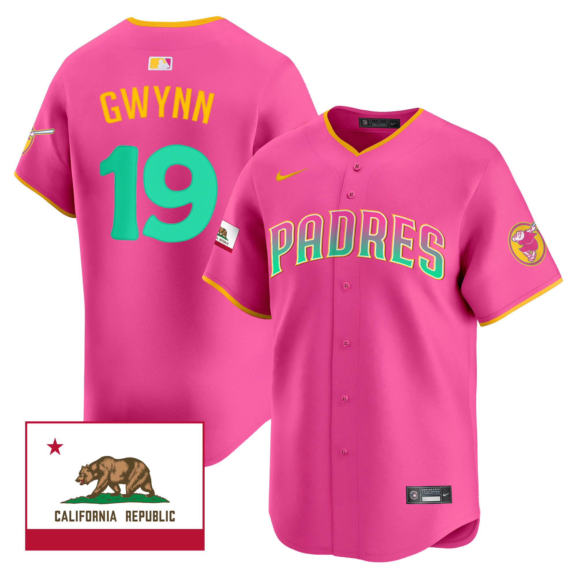 Tony Gwynn Men's San Diego Padres 2024 San Diego City Style Vapor Premier Limited V2 Pink Jersey - All Stitched