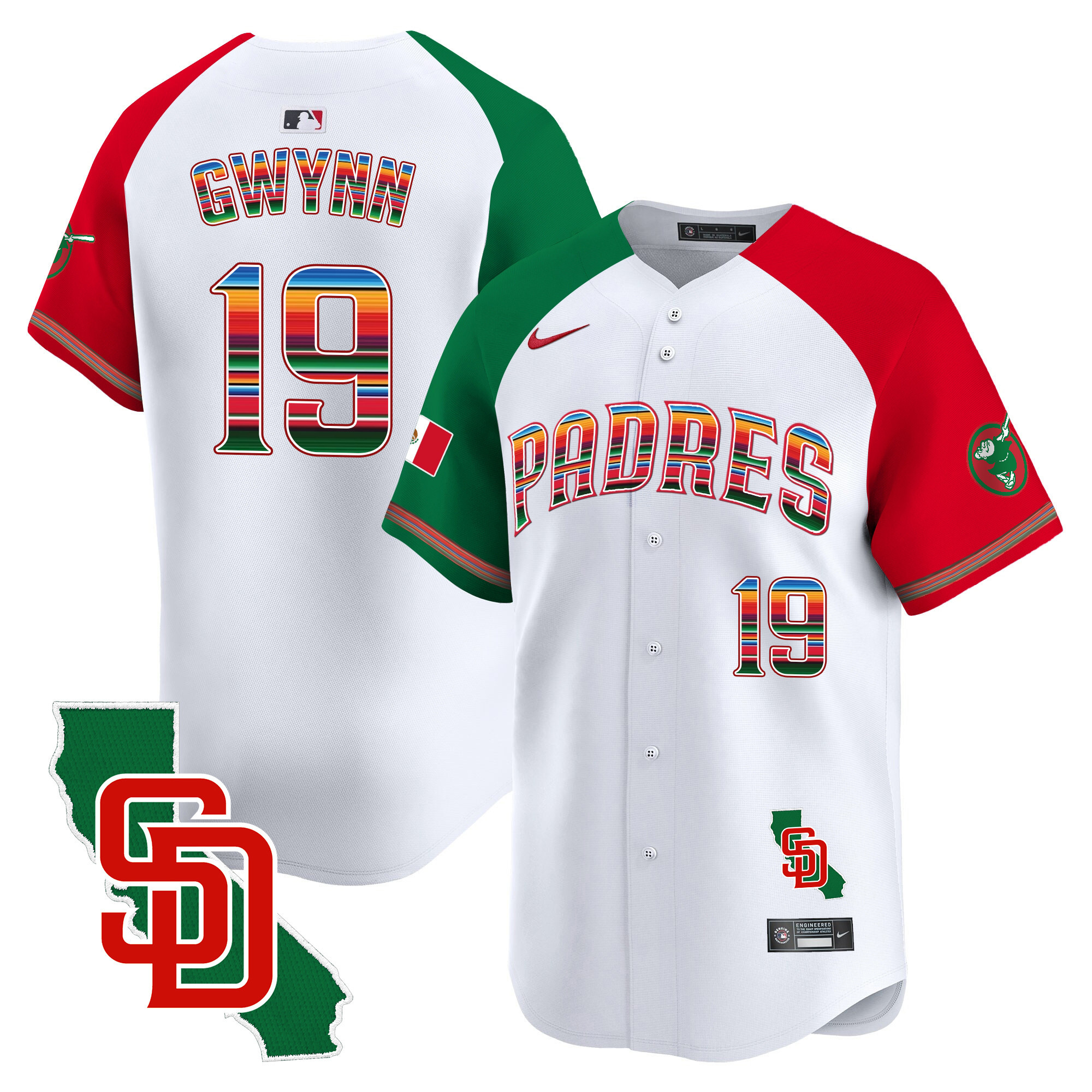 Tony Gwynn Men's San Diego Padres Mexico California Patch Vapor Premier Limited Alternate Jersey - All Stitched