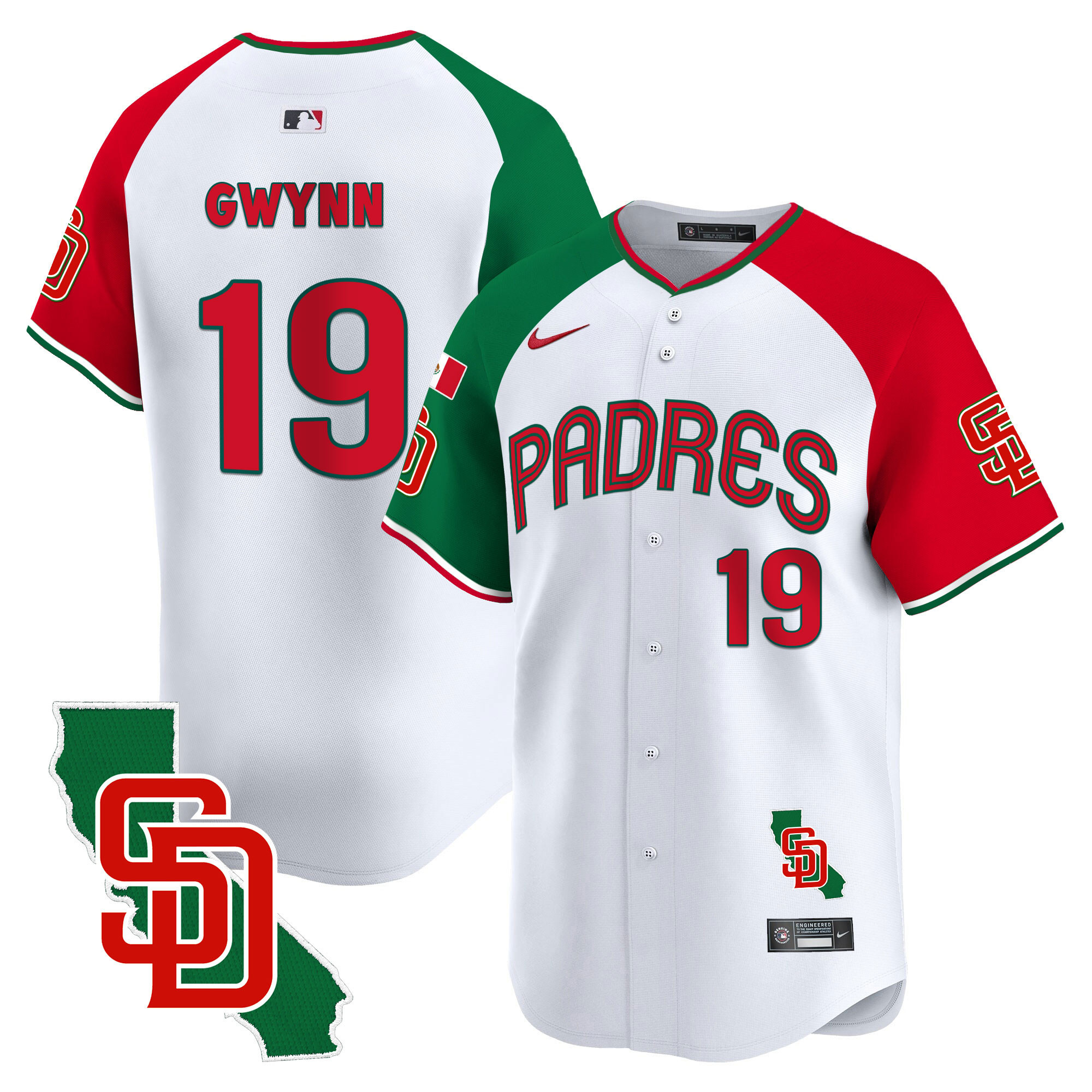 Tony Gwynn Men's San Diego Padres Mexico California Patch Vapor Premier Limited V4 Alternate Jersey - All Stitched
