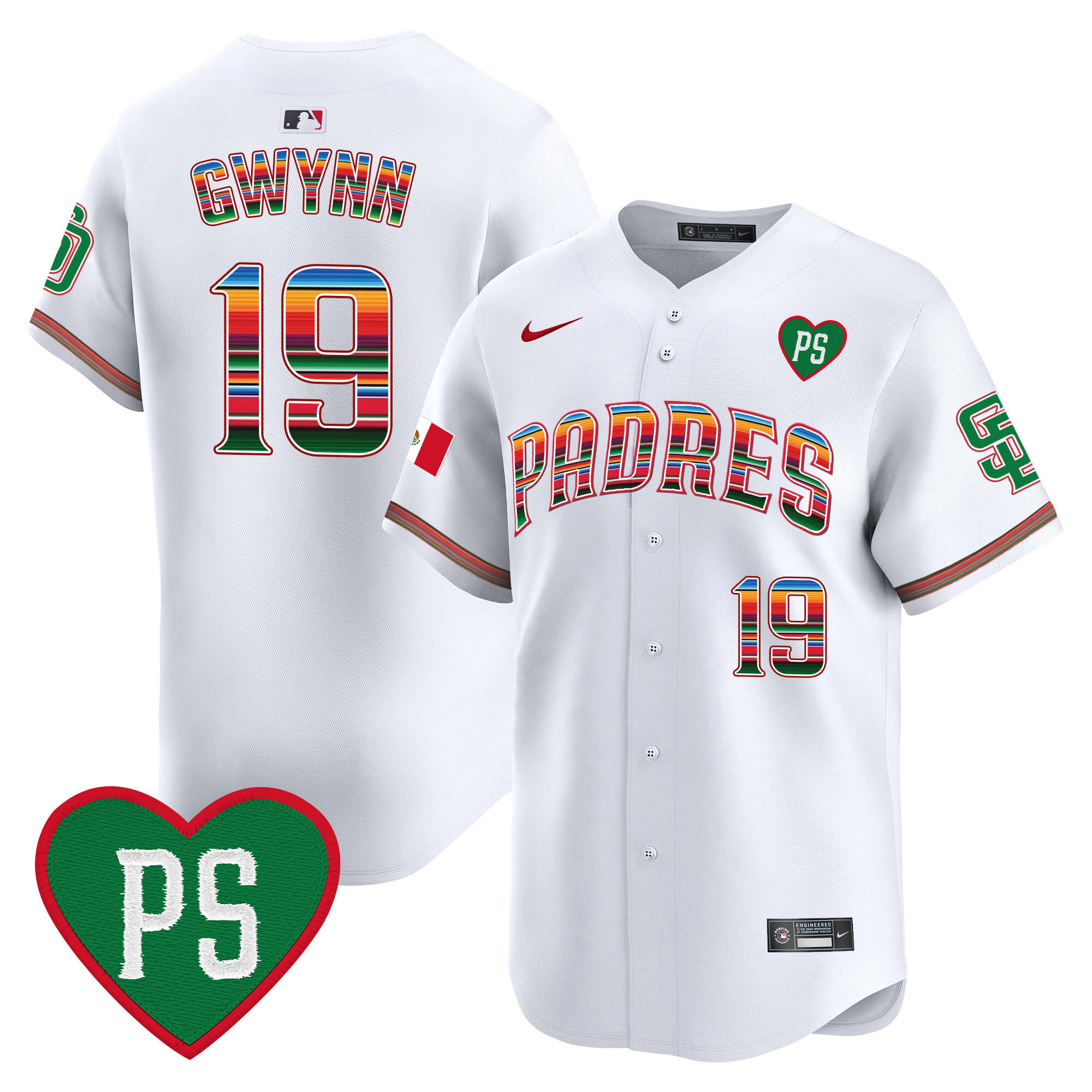 Tony Gwynn Men's San Diego Padres Mexico "For Peter" Patch Vapor Premier Limited White Jersey - All Stitched