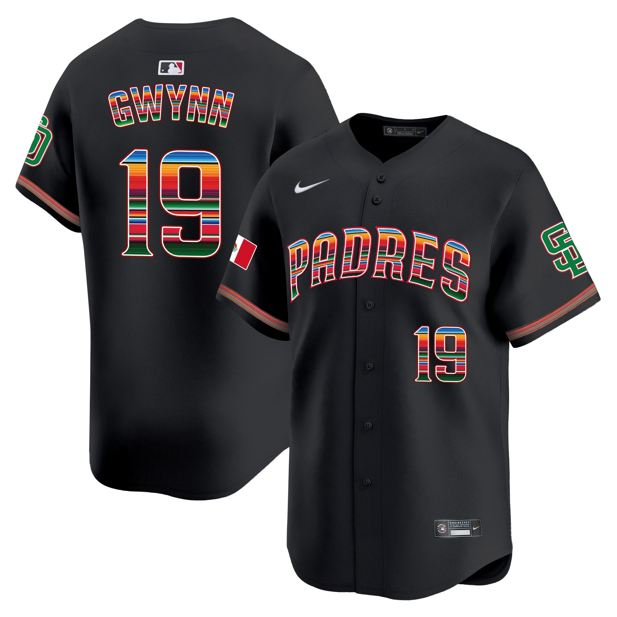 Tony Gwynn Men's San Diego Padres Mexico Premier Limited Black Jersey - All Stitched