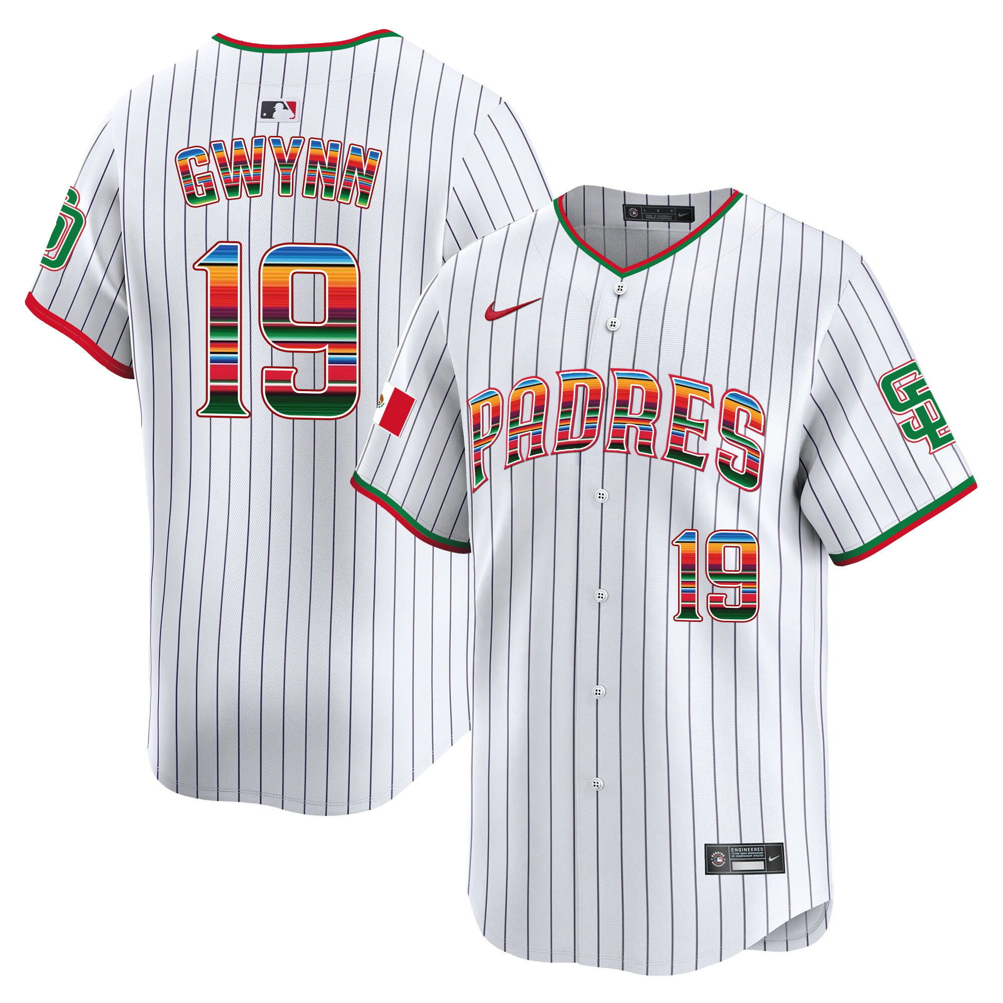 Tony Gwynn Men's San Diego Padres Mexico Premier Limited Pinstripe Jersey - All Stitched