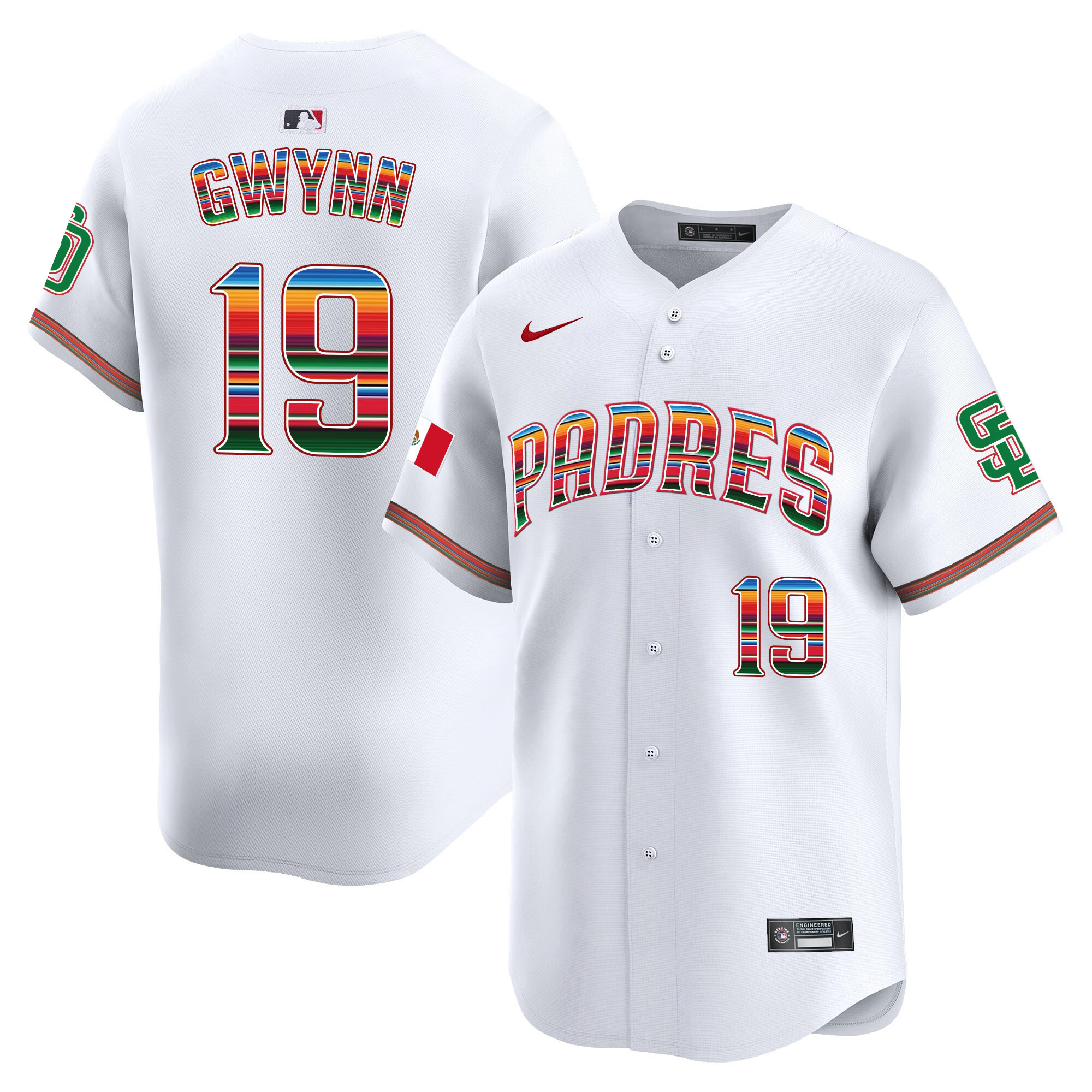 Tony Gwynn Men's San Diego Padres Mexico Premier Limited White Jersey - All Stitched