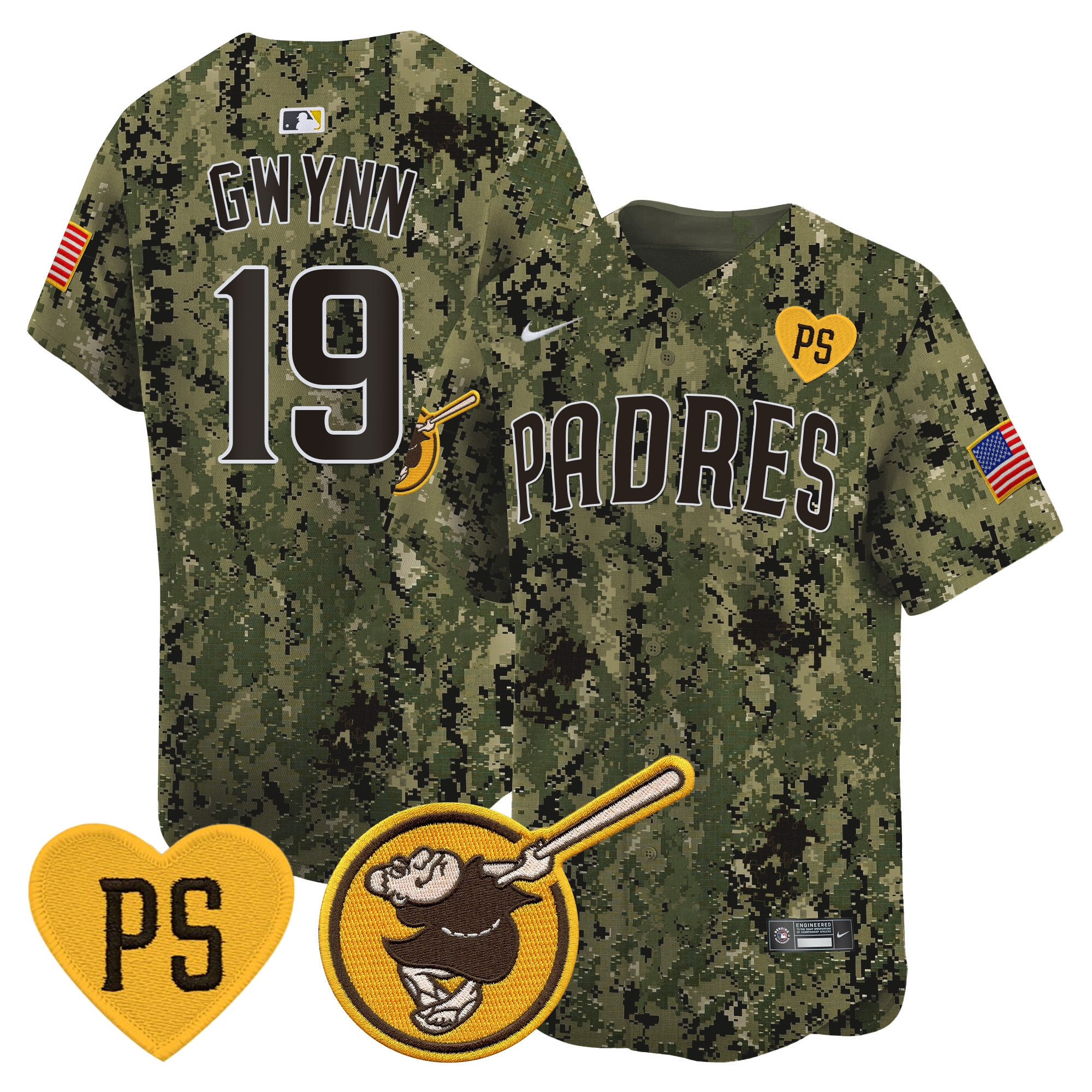Tony Gwynn Men's San Diego Padres USMC Alternate Vapor Premier Limited Woodland Jersey - All Stitched