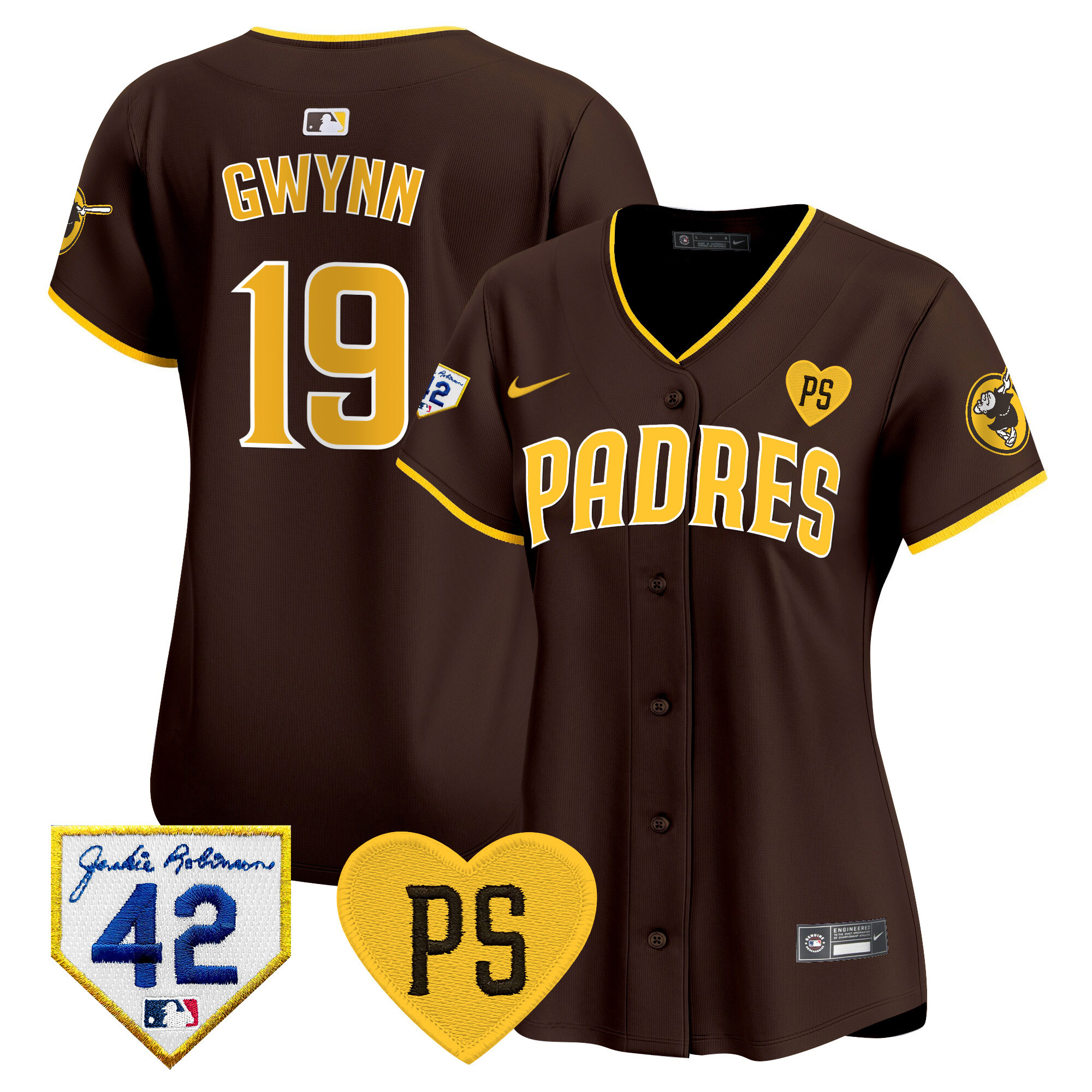 Tony Gwynn Women's San Diego Padres 2024 "For Peter" & Robinson Patch Vapor Premier Limited Brown Jersey - All Stitched