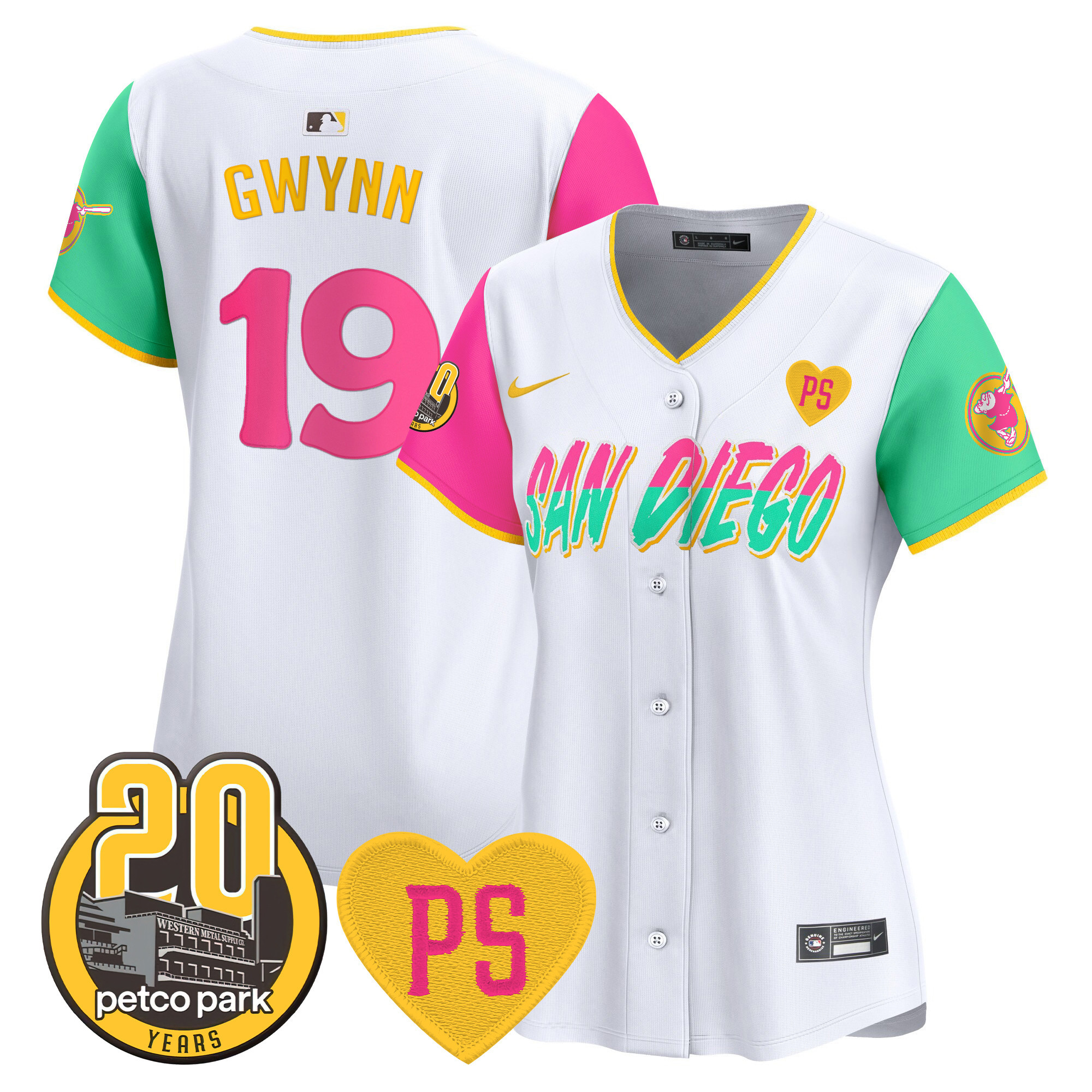 Tony Gwynn Women's San Diego Padres "For Peter" & Petco Park 20th Patch Vapor Premier Limited City Connect Jersey - All Stitched