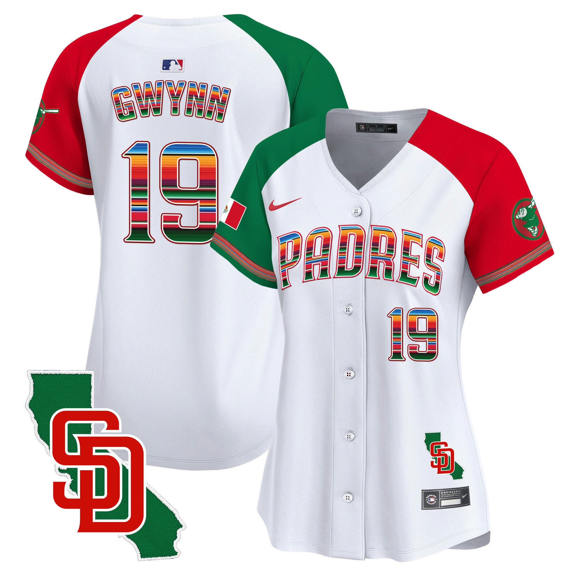 Tony Gwynn Women's San Diego Padres Mexico California Patch Vapor Premier Limited Alternate Jersey - All Stitched
