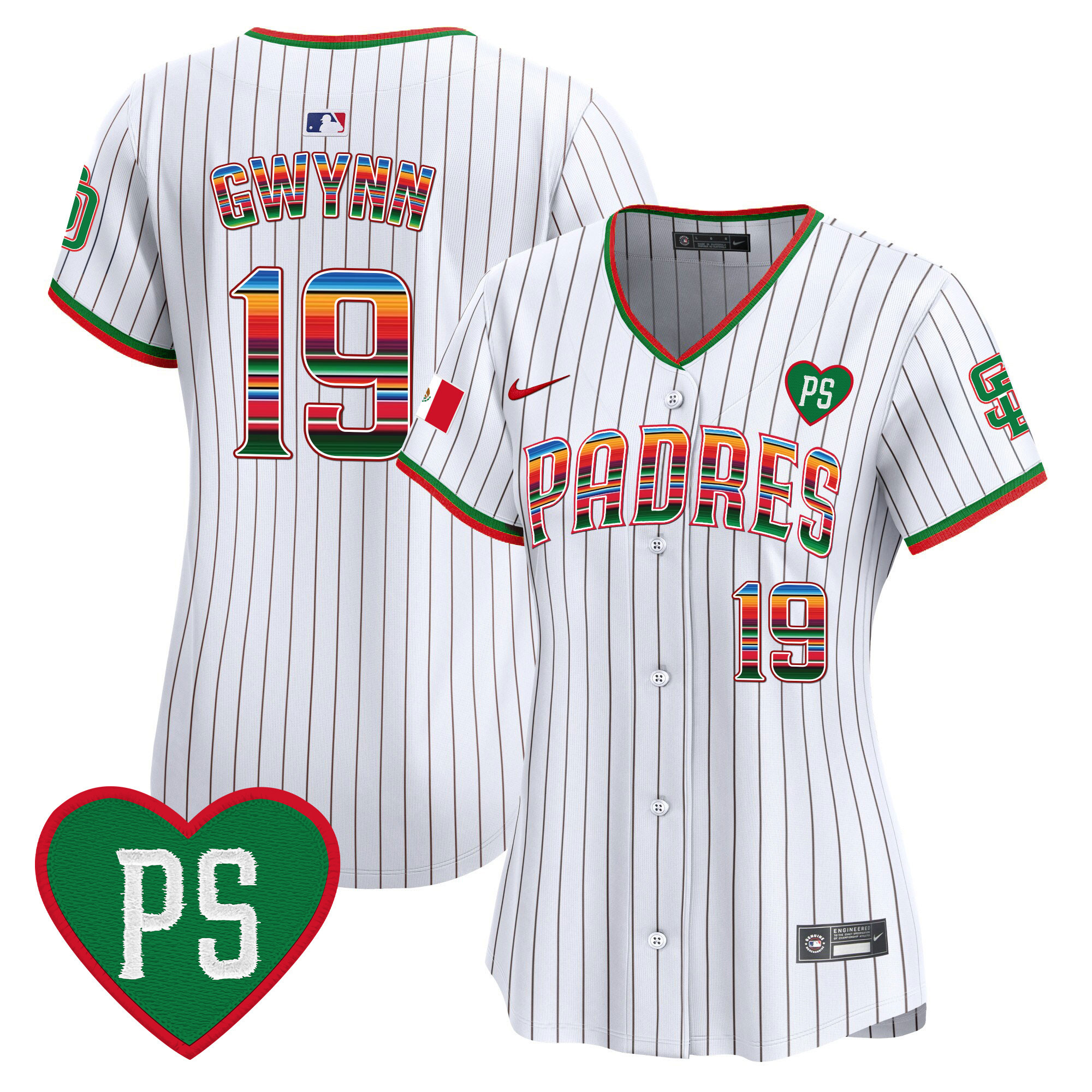 Tony Gwynn Women's San Diego Padres Mexico "For Peter" Patch Vapor Premier Limited Pinstripe Jersey - All Stitched