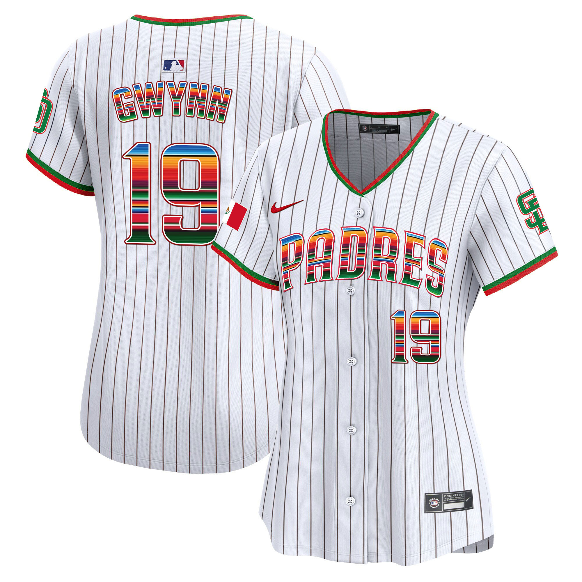 Tony Gwynn Women's San Diego Padres Mexico Premier Limited Pinstripe Jersey - All Stitched
