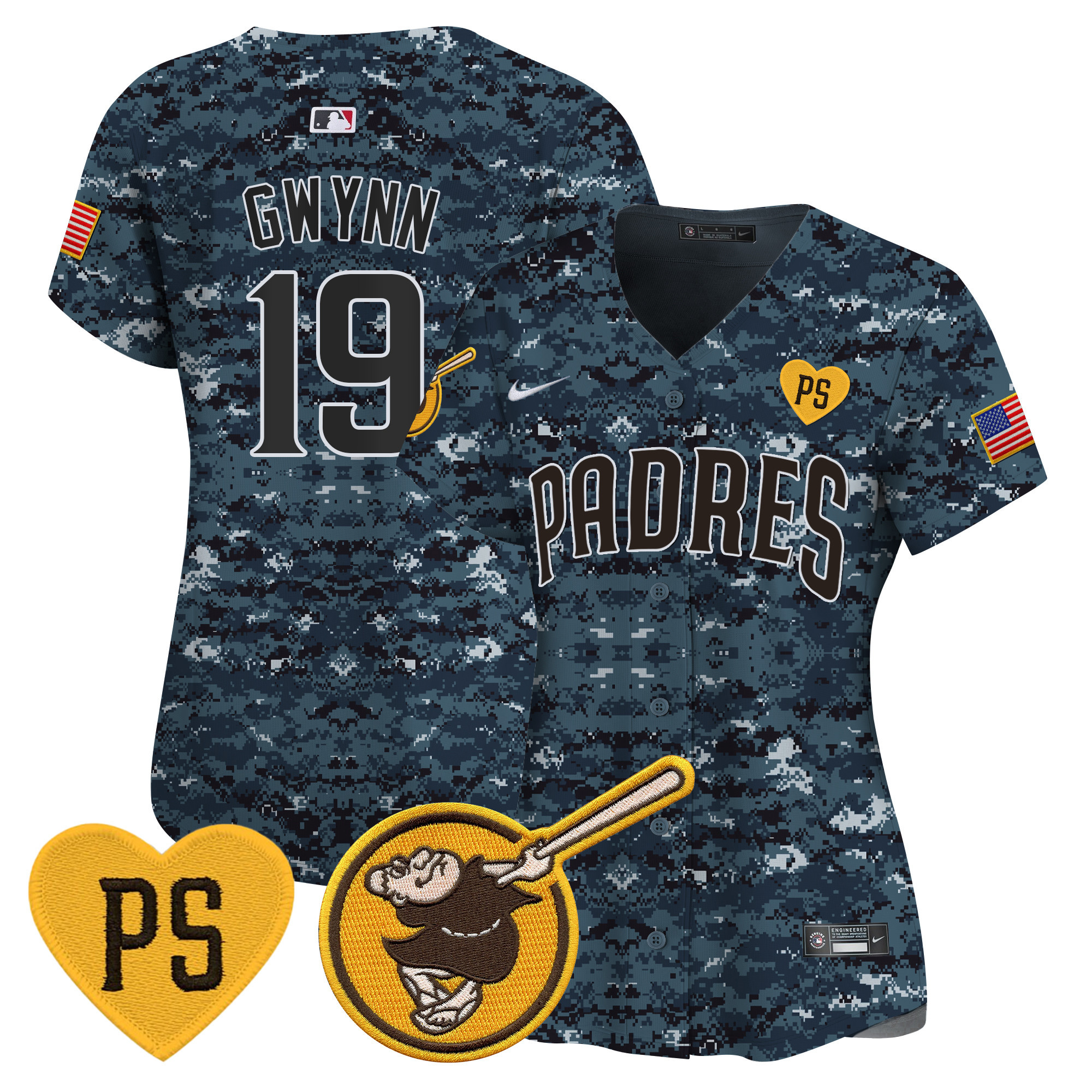 Tony Gwynn Women's San Diego Padres USMC Alternate Vapor Premier Limited Navy Jersey - All Stitched