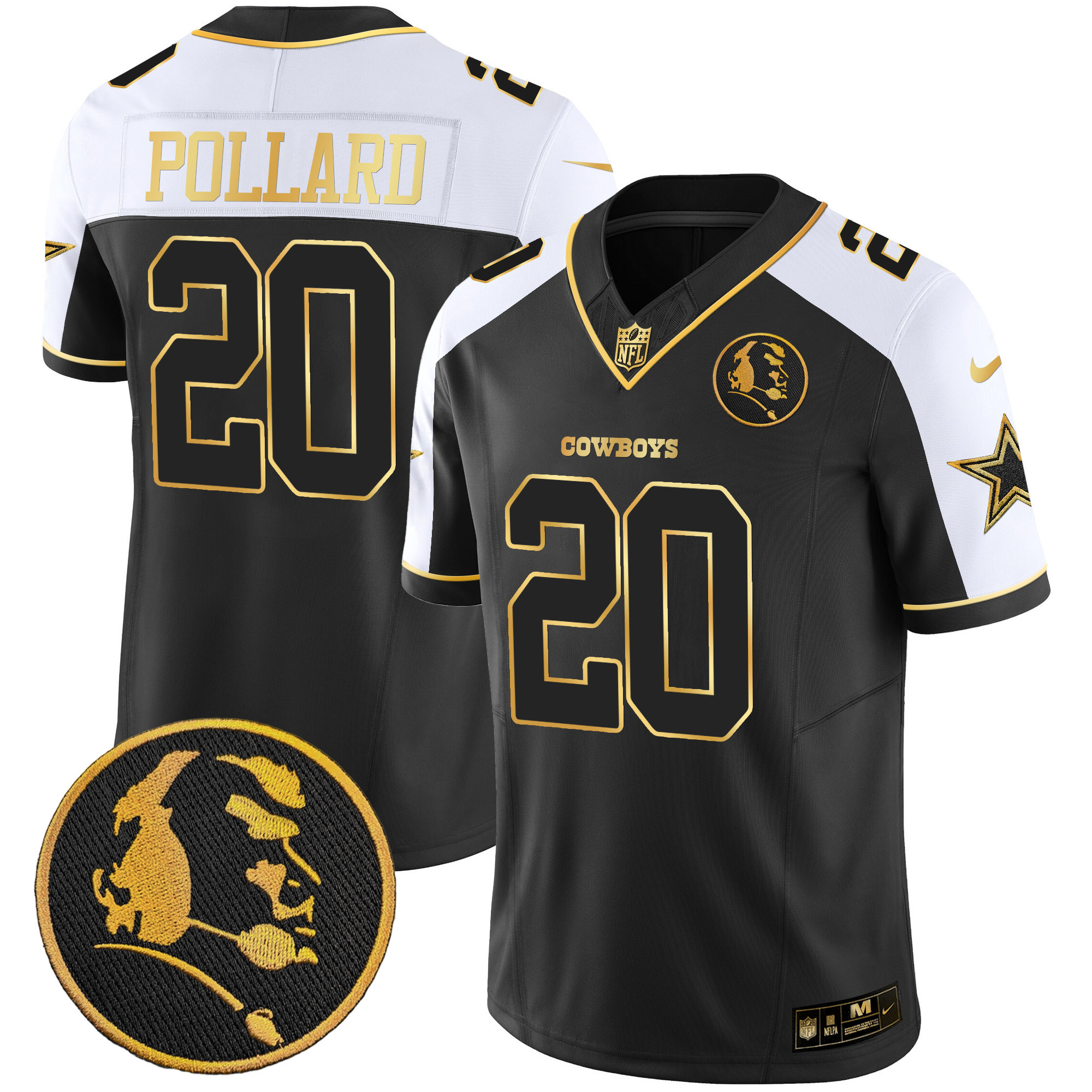 Tony Pollard Men's Dallas Cowboys John Madden Patch Gold Vapor Alternate Gold Jersey - All Stitched 