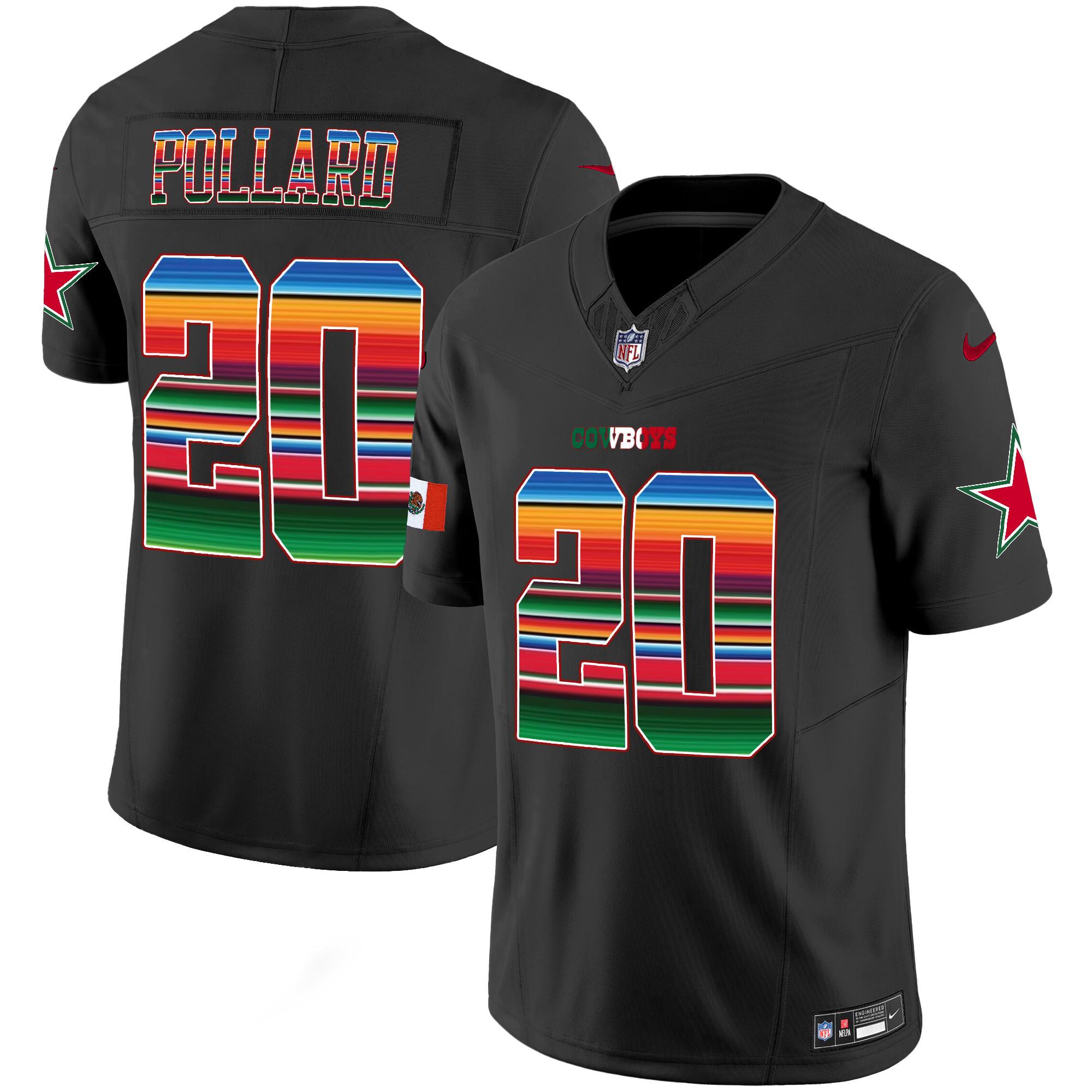 Tony Pollard Men's Dallas Cowboys Mexico Vapor Limited Black Jersey - All Stitched 