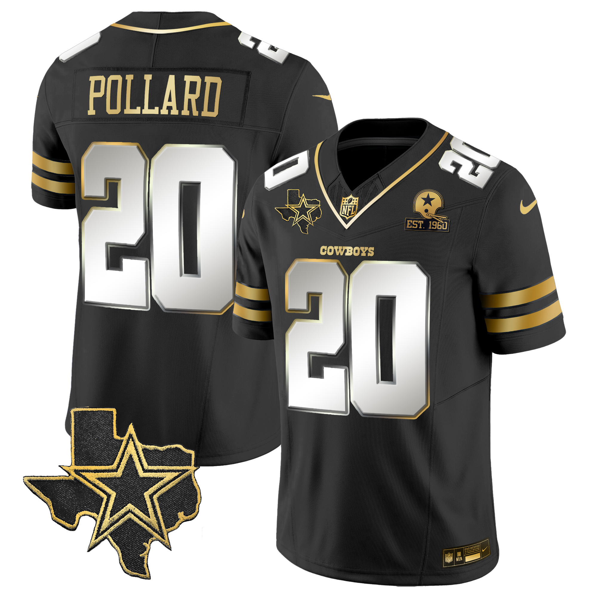 Tony Pollard Men's Dallas Cowboys Vapor Gold Black Limited Jersey - All Stitched 