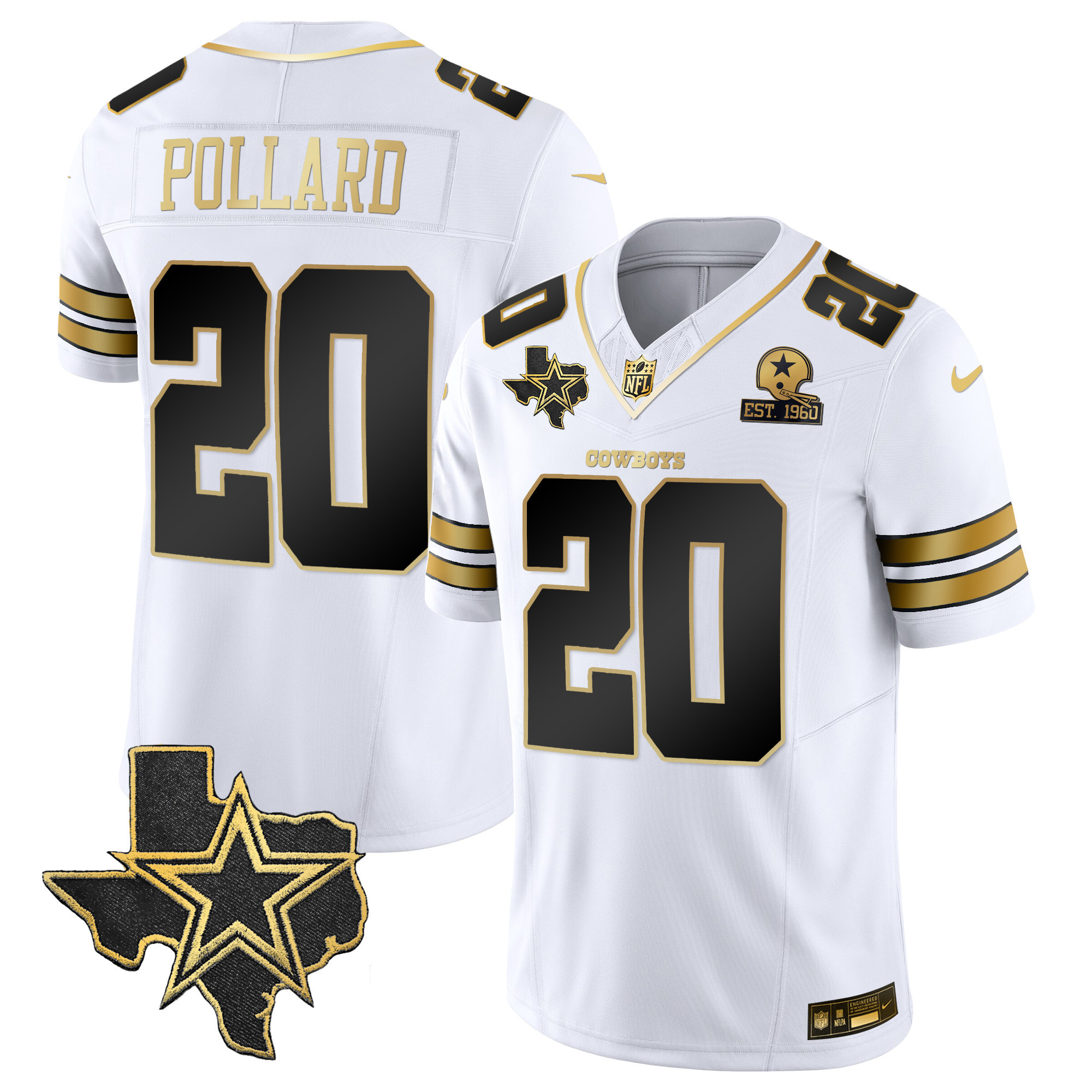 Tony Pollard Men's Dallas Cowboys Vapor Gold White Gold Jersey - All Stitched 