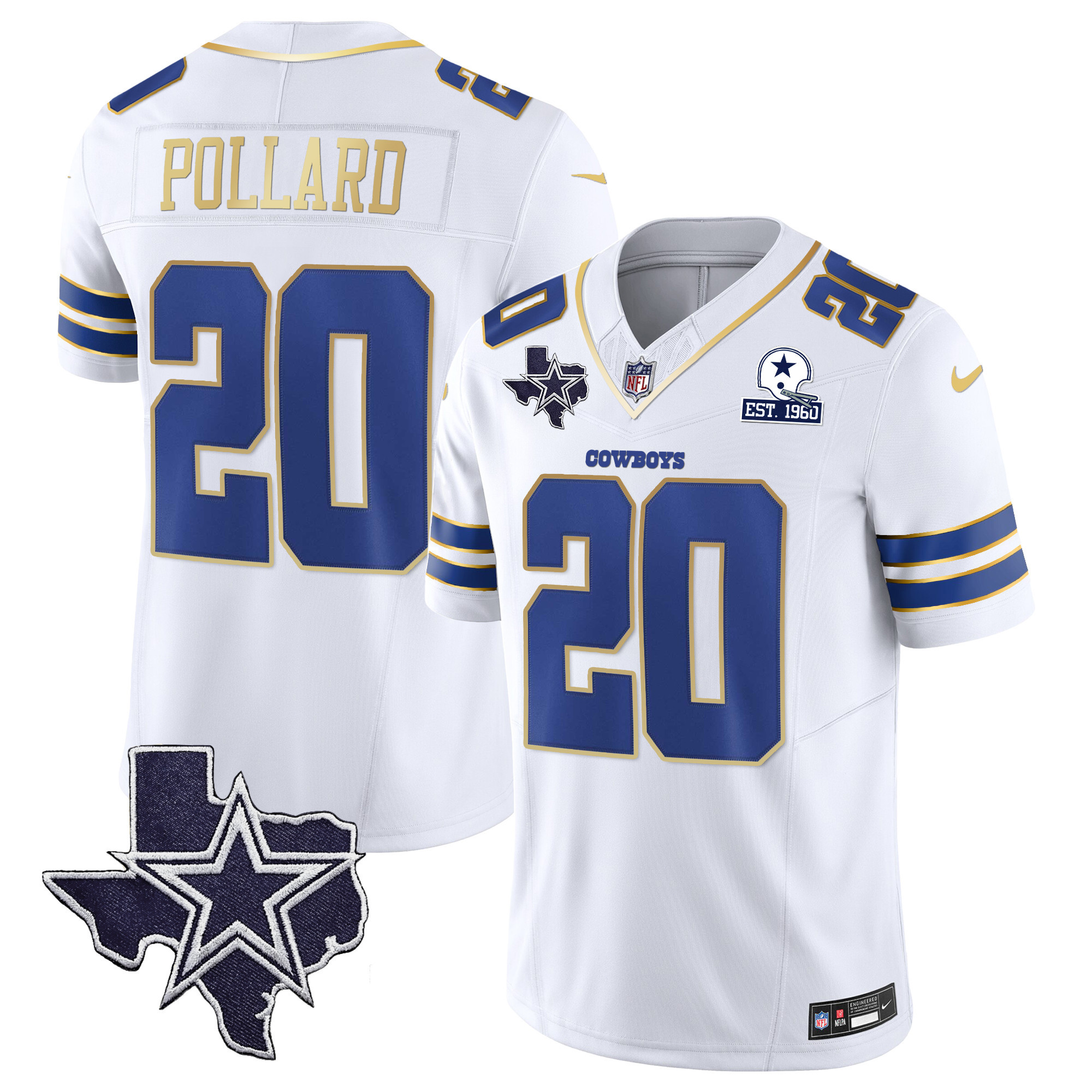 Tony Pollard Men's Dallas Cowboys Vapor Gold White Gold Trim Jersey - All Stitched 