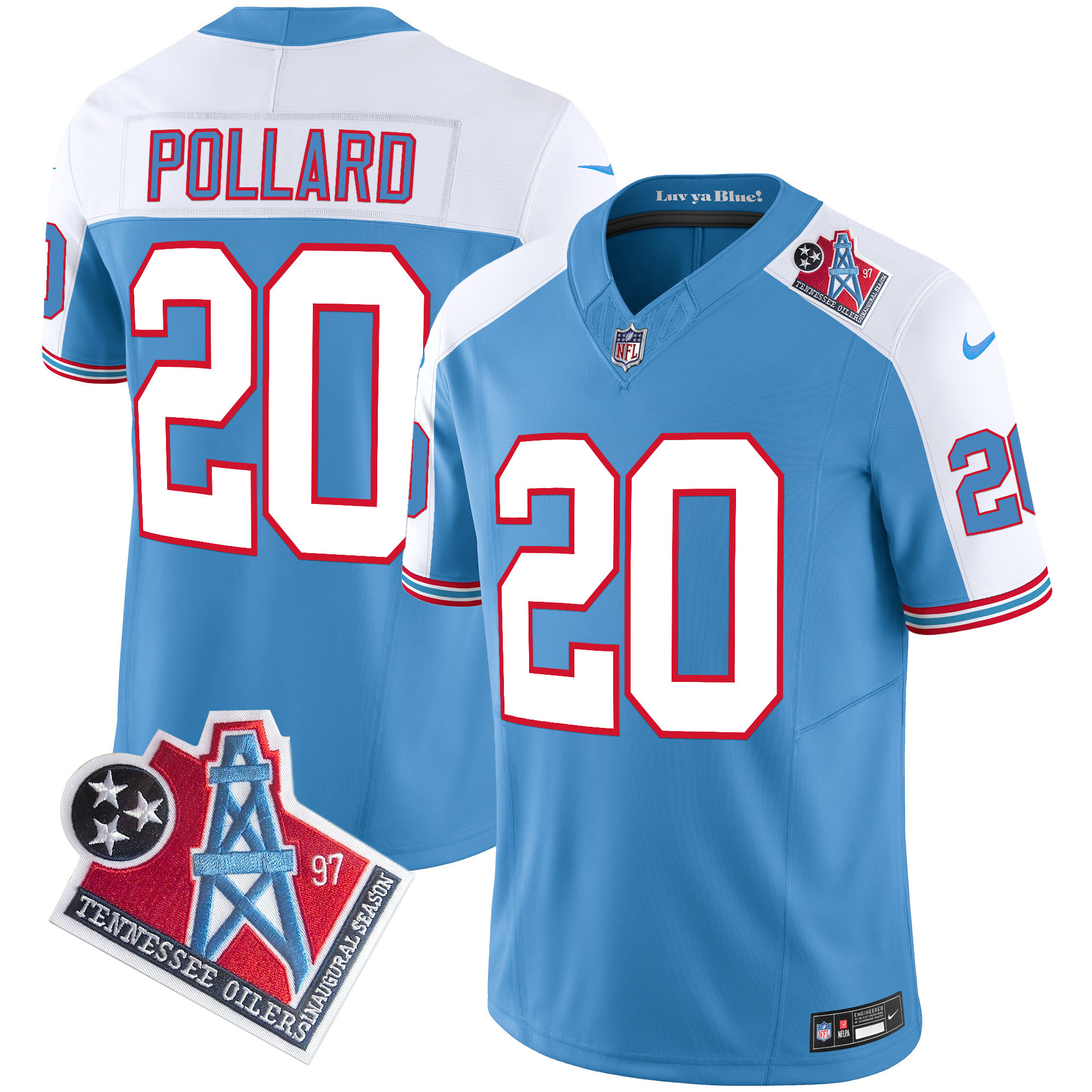 Tony Pollard Men's Tennessee Titans 1997 Throwback Limited Vapor Alternate Jersey - All Stitched 