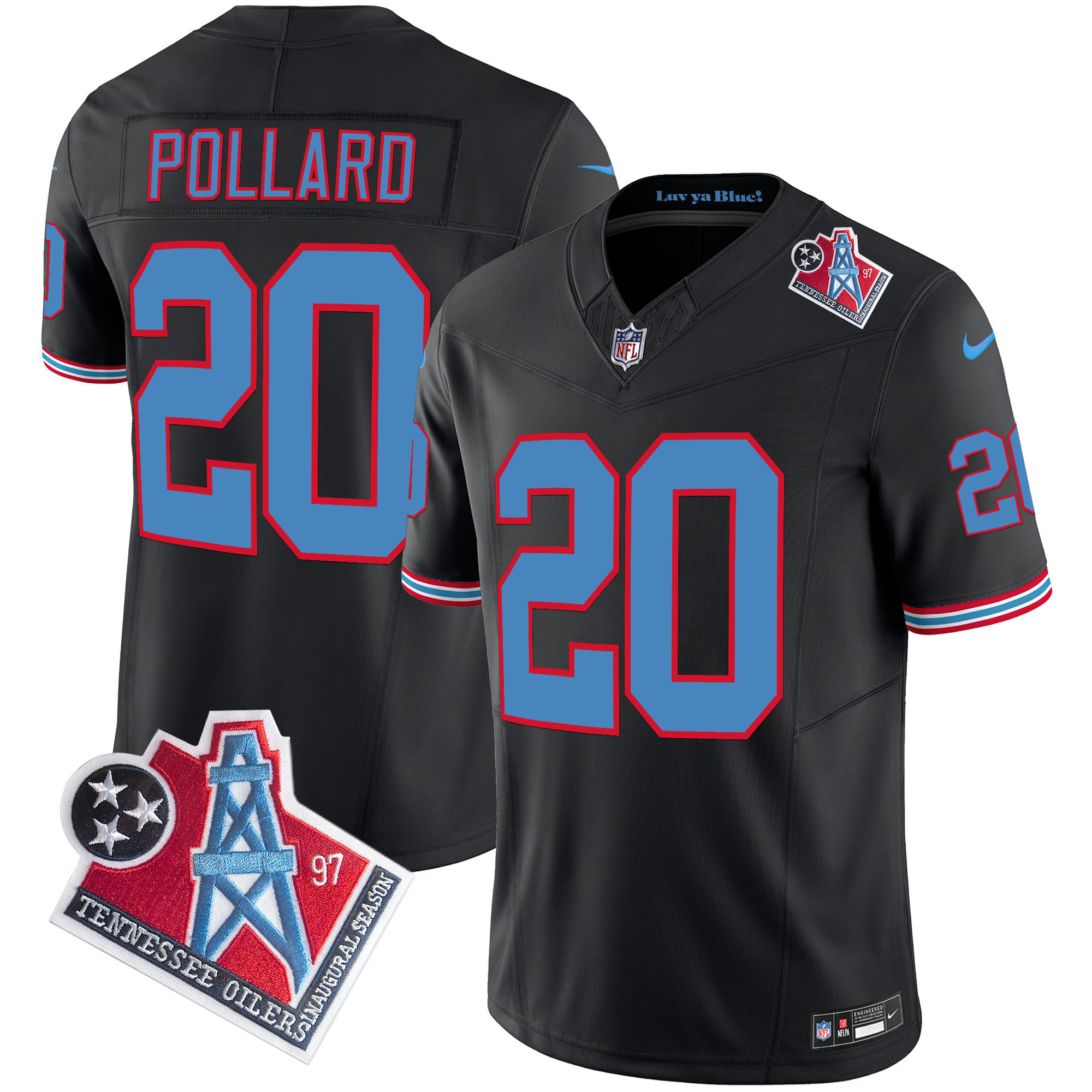 Tony Pollard Men's Tennessee Titans 1997 Throwback Limited Vapor Black Jersey - All Stitched 