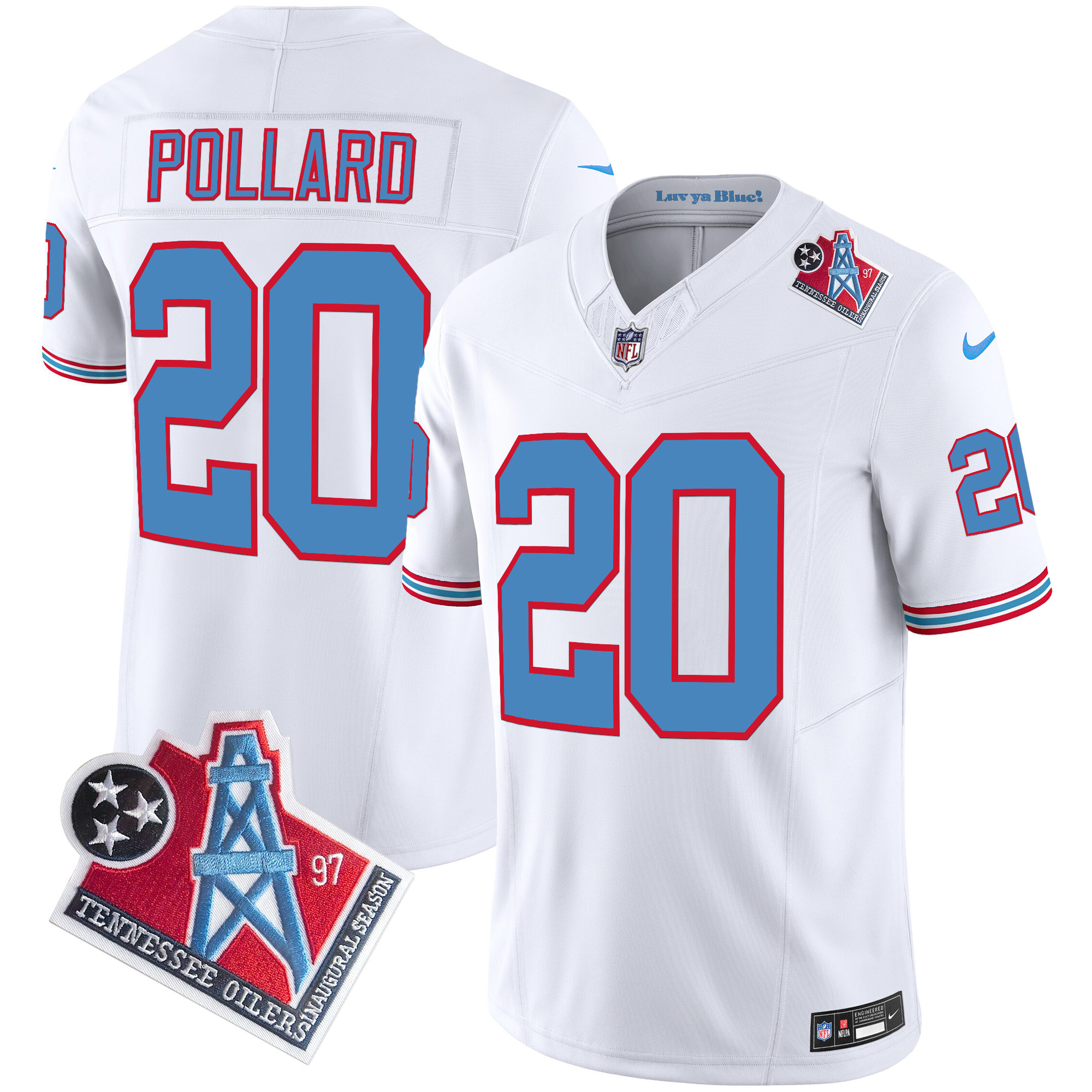 Tony Pollard Men's Tennessee Titans 1997 Throwback Limited Vapor White Jersey - All Stitched 