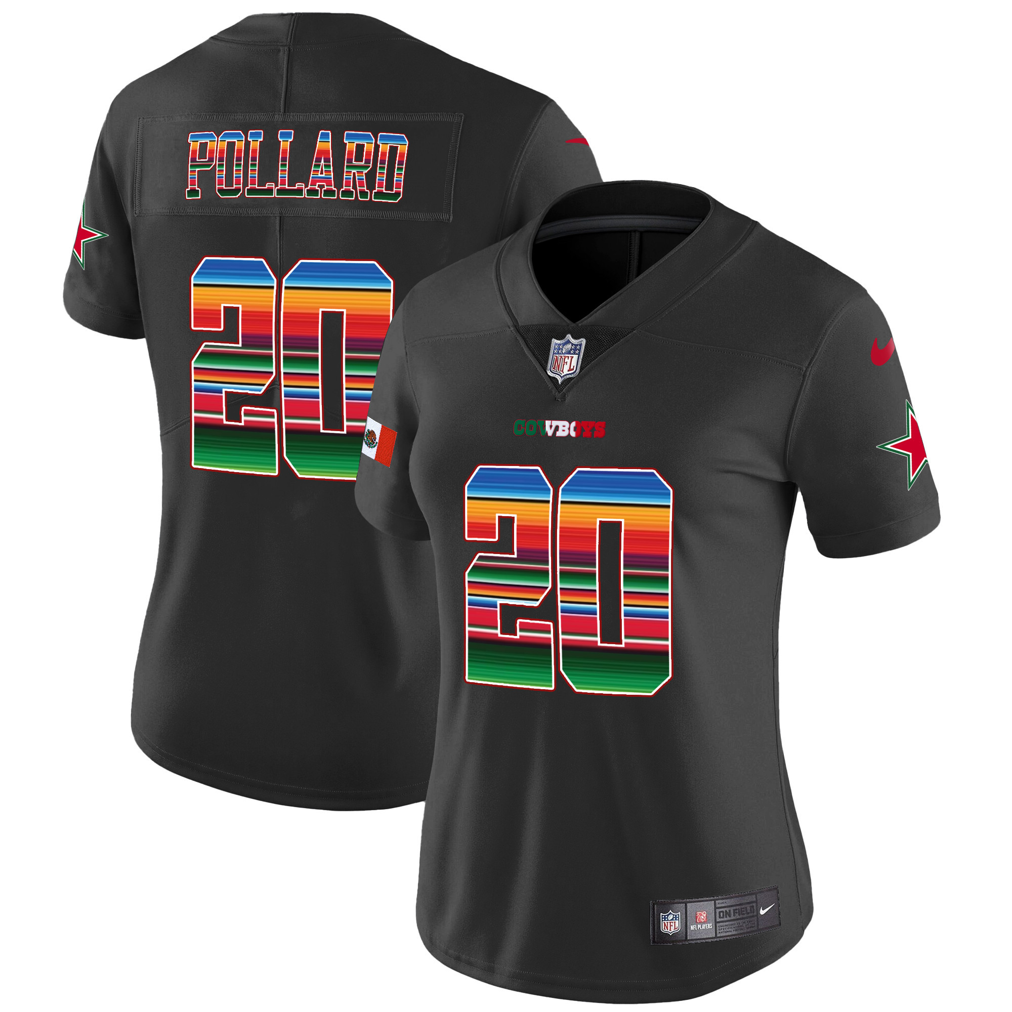 Tony Pollard Women's Dallas Cowboys Mexico Vapor Limited Black Jersey - All Stitched 