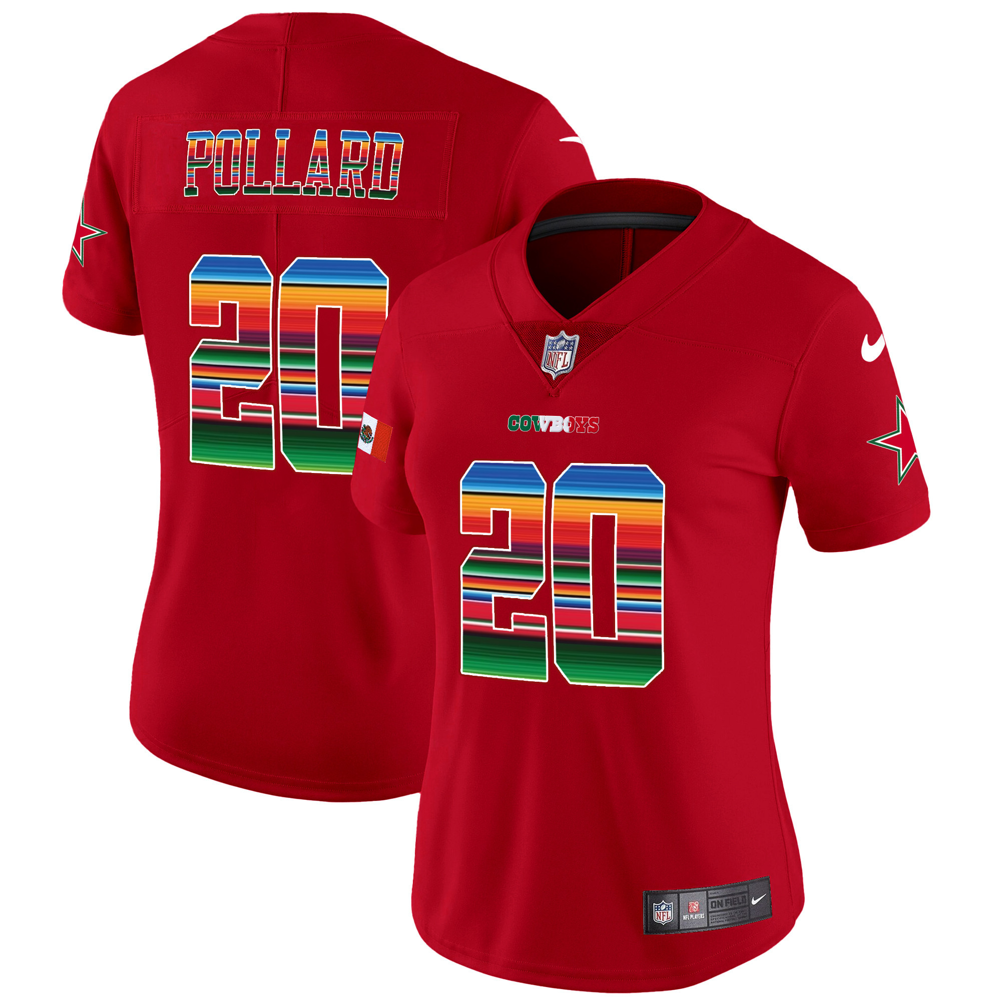 Tony Pollard Women's Dallas Cowboys Mexico Vapor Limited Red Jersey - All Stitched 