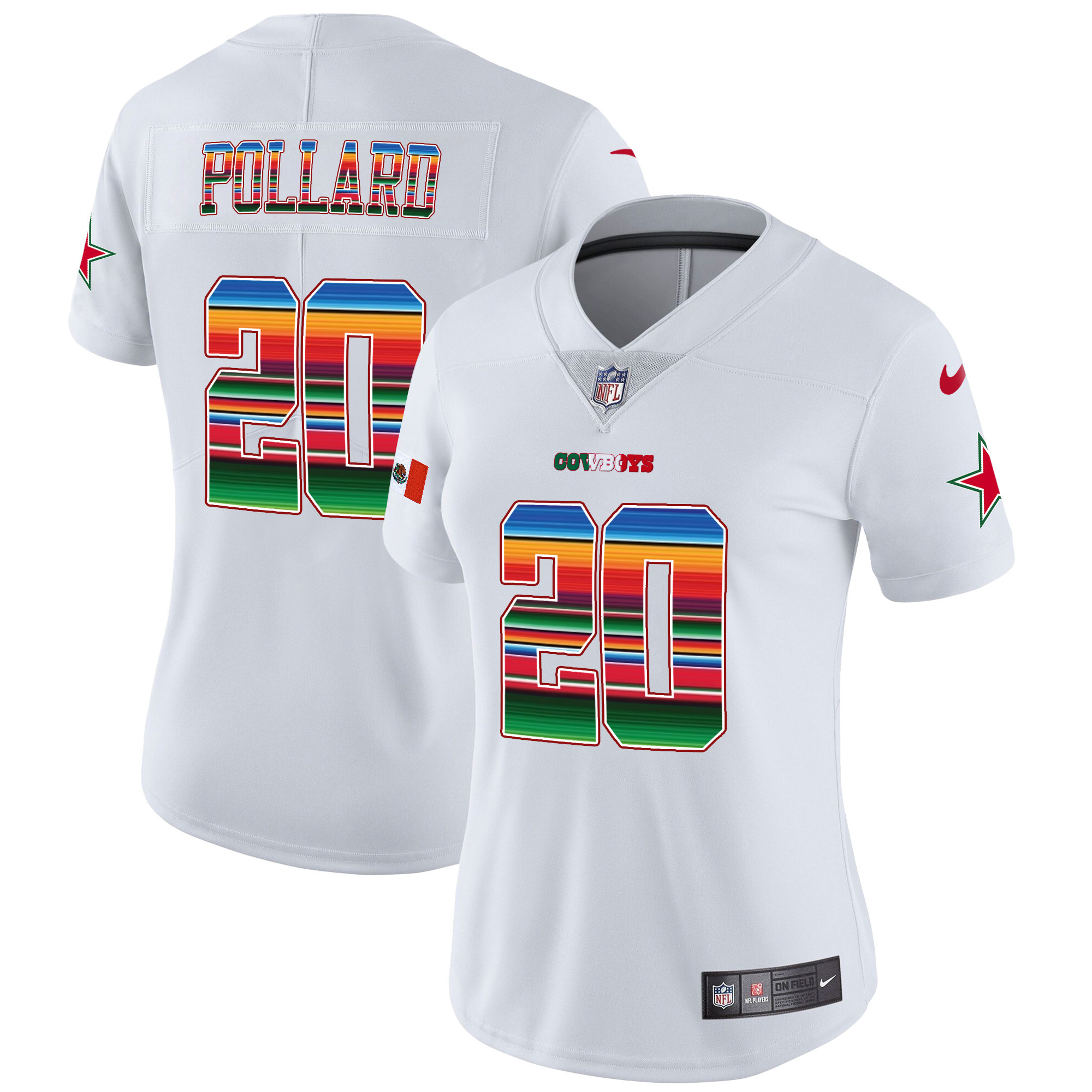 Tony Pollard Women's Dallas Cowboys Mexico Vapor Limited White Jersey - All Stitched 