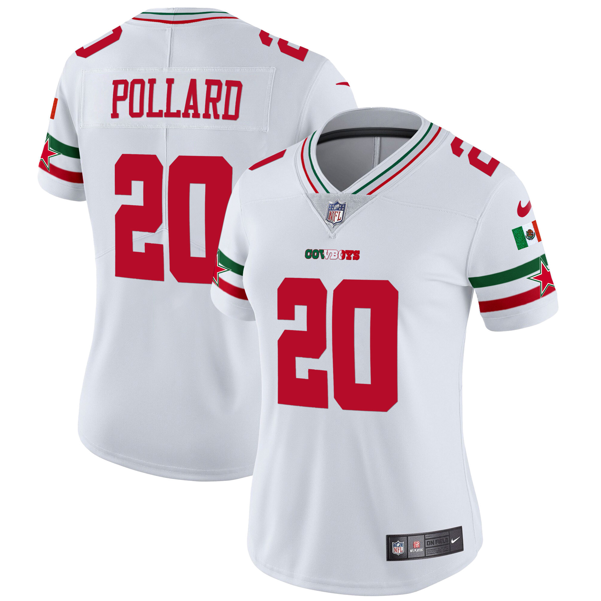 Tony Pollard Women's Dallas Cowboys Mexico Vapor Limited White Jersey - All Stitched 