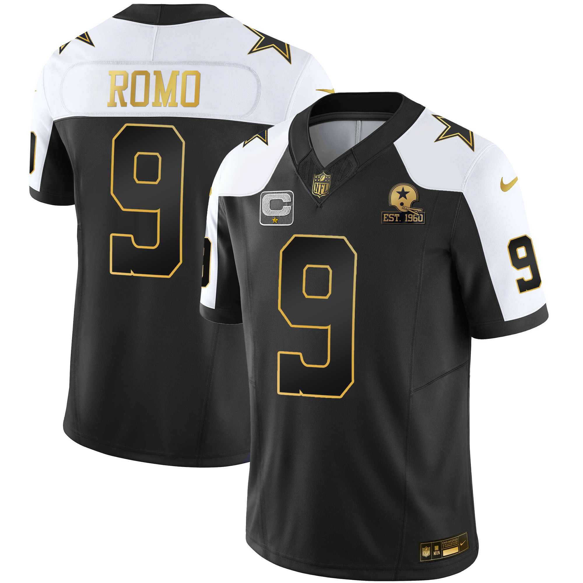 Tony Romo Men's Dallas Cowboys Throwback Limited Vapor 2004 Black Gold Jersey - All Stitched 