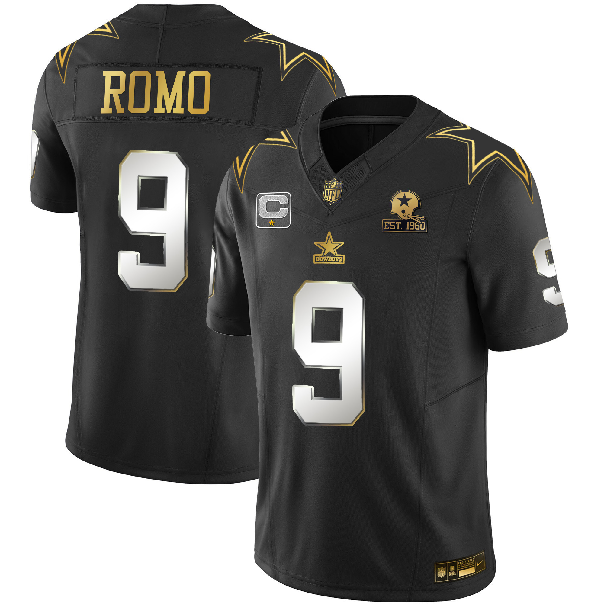 Tony Romo Men's Dallas Cowboys Throwback Limited Vapor Black Limited Jersey - All Stitched 