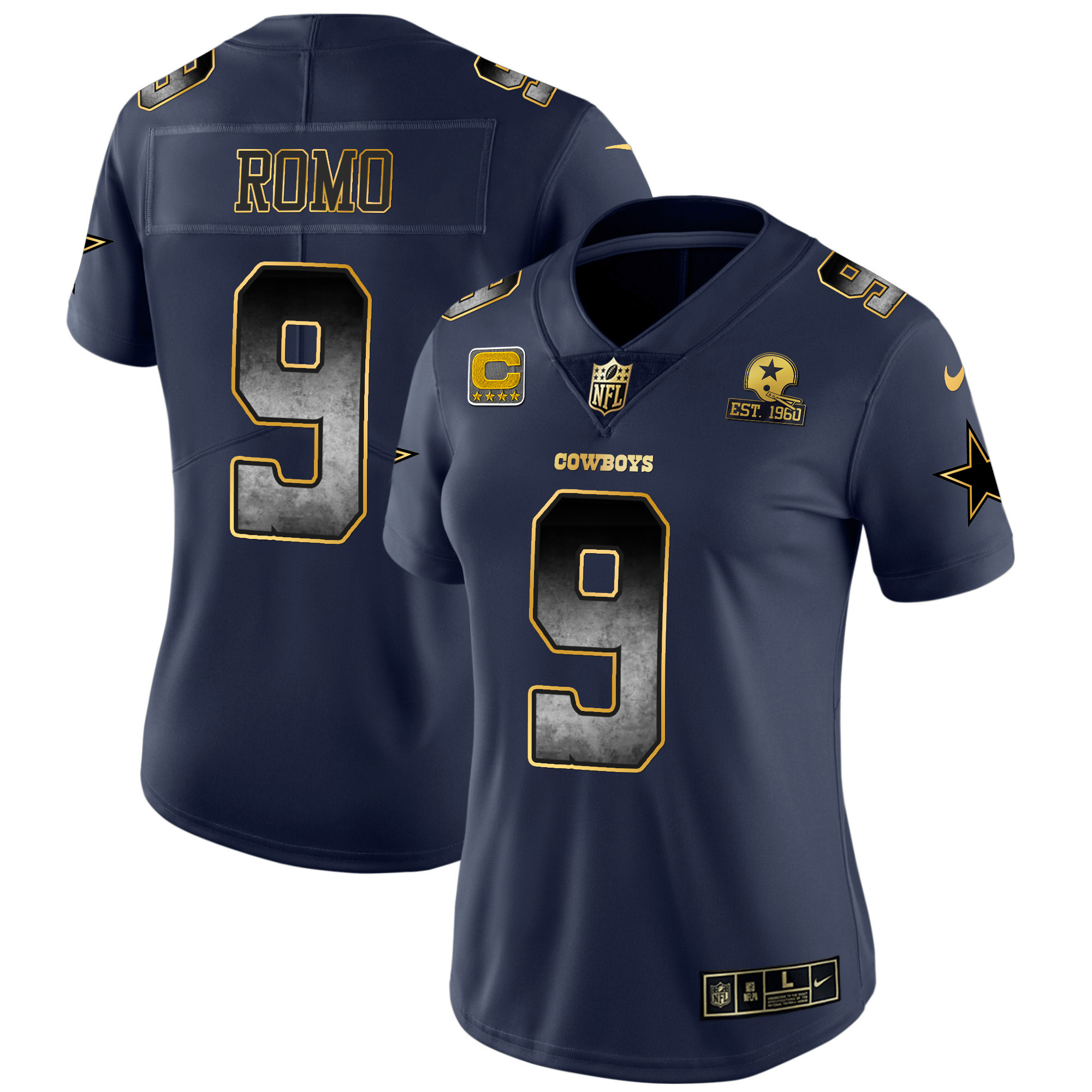 Tony Romo Women's Dallas Cowboys Arch Smoke Vapor Navy Jersey - All Stitched 