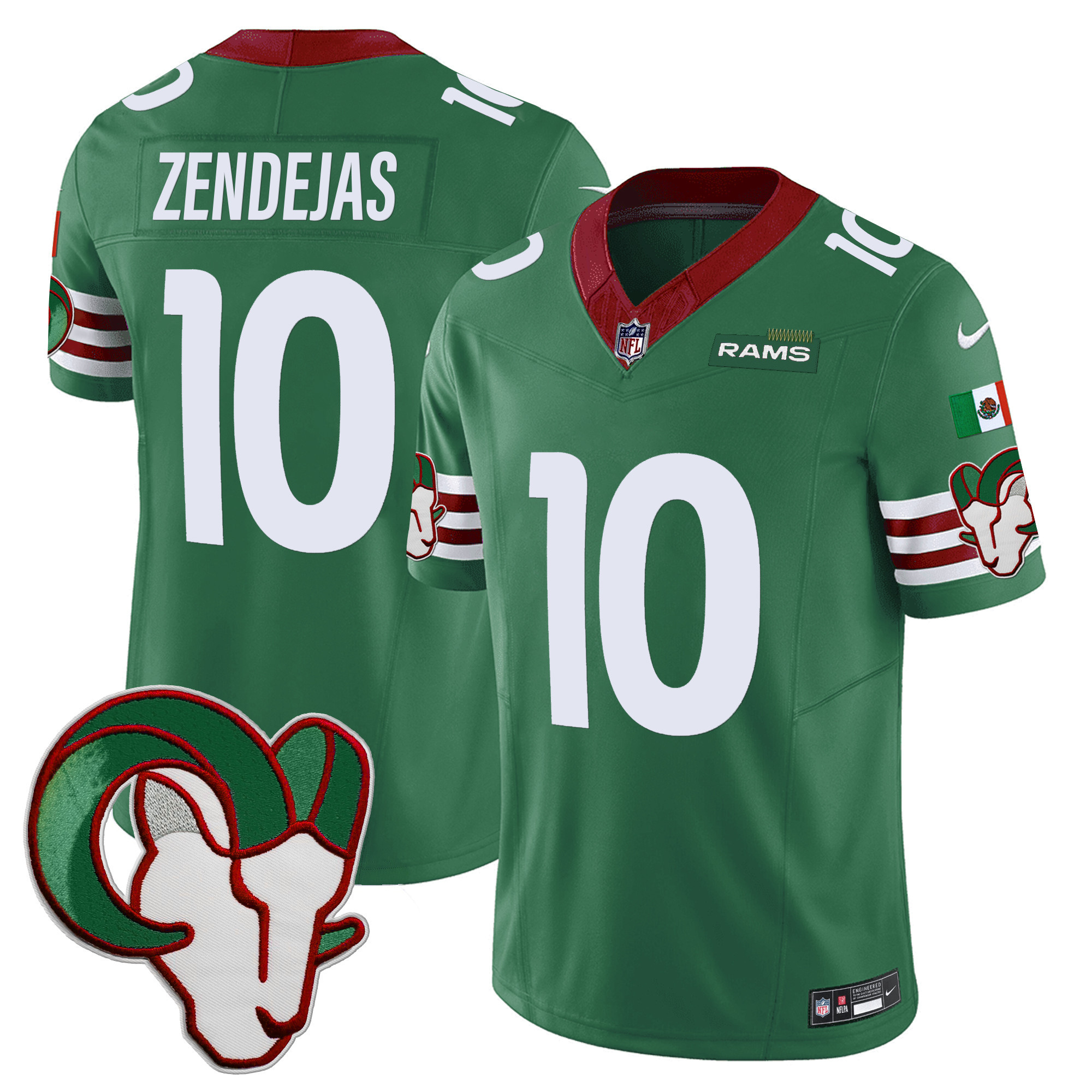 Tony Zendejas Men's Los Angeles Rams Mexico Vapor Limited Green Jersey - All Stitched 