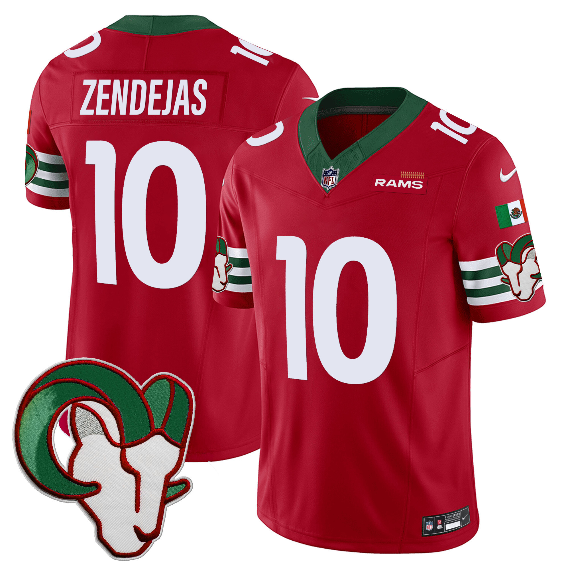Tony Zendejas Men's Los Angeles Rams Mexico Vapor Limited Red Jersey - All Stitched 