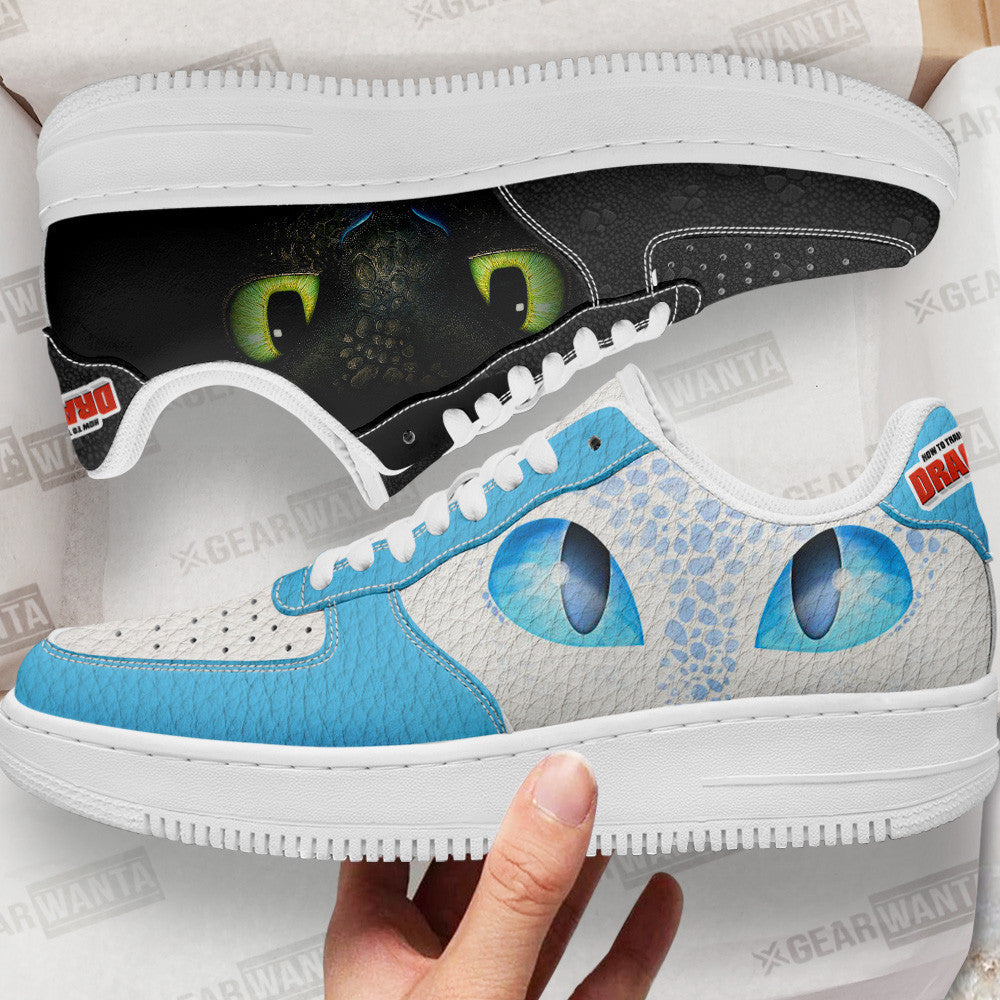 Toothless & Light Fury Air Sneakers Custom How To Train Your Dragon Cartoon Shoes