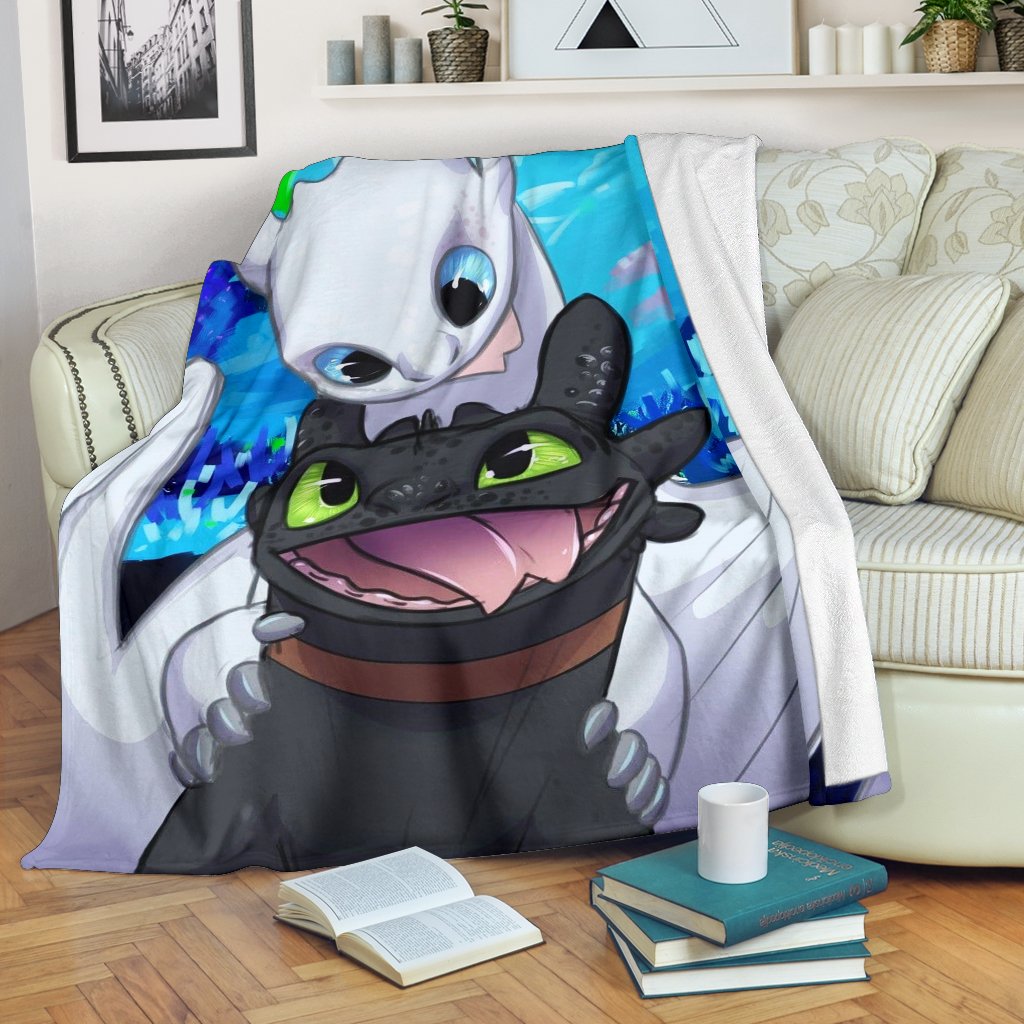 Toothless And Light Fury Sherpa Blanket Cozy Blanket Fleece Blanket