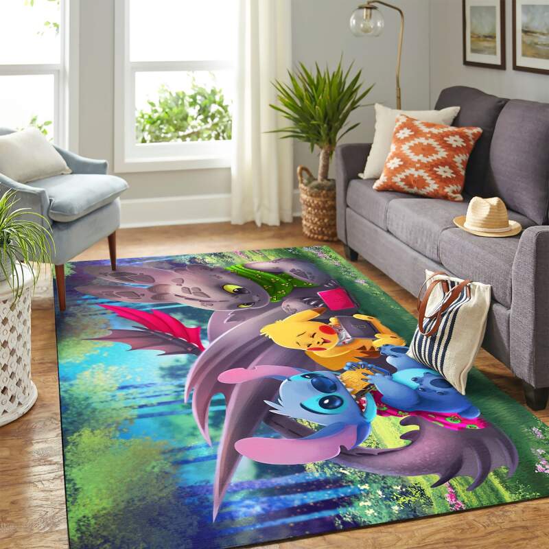 Toothless Stitch Pikachu Carpet Floor Area Rectangle Rug